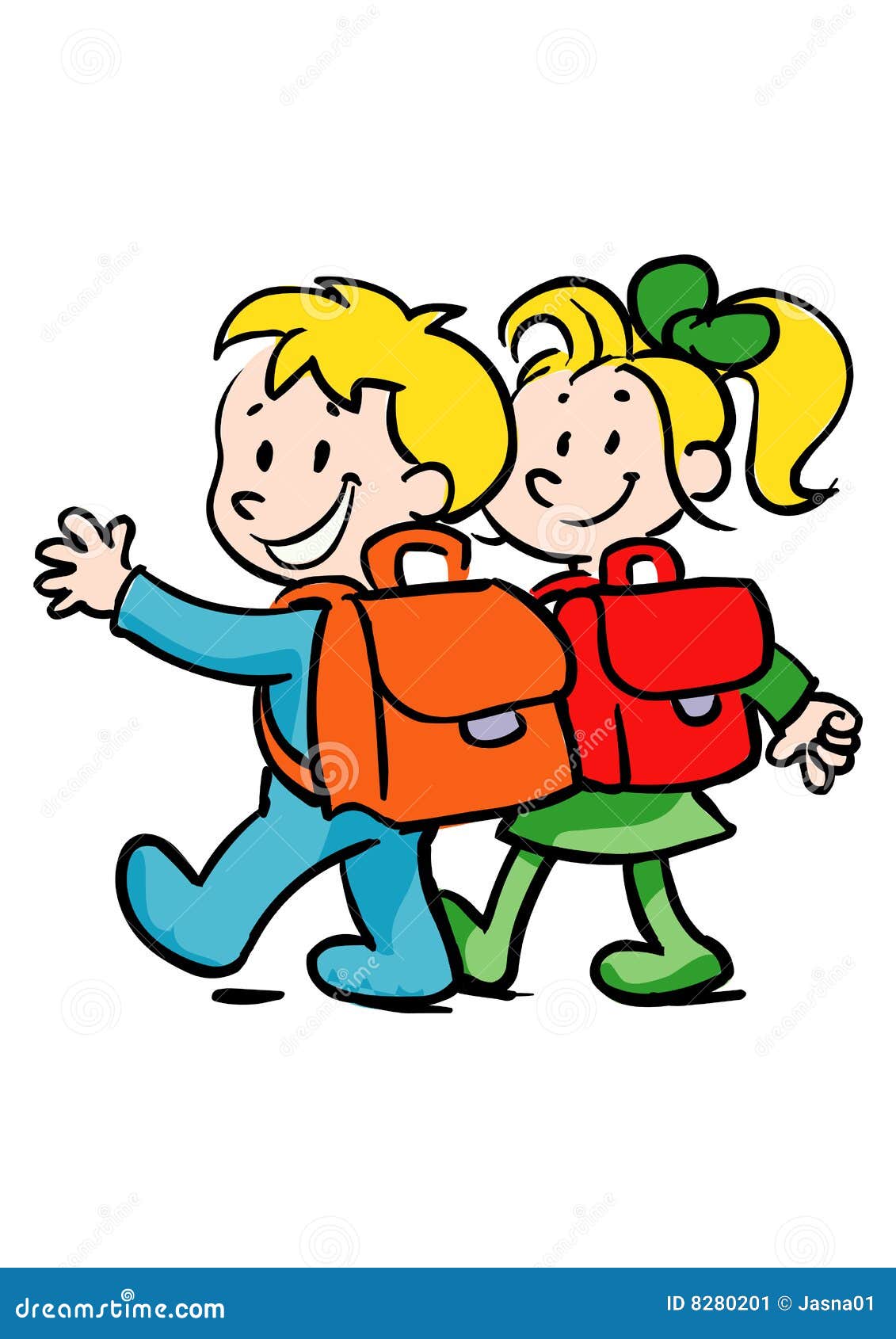 Boy And Girl Going To School Stock Image - Image: 8280201