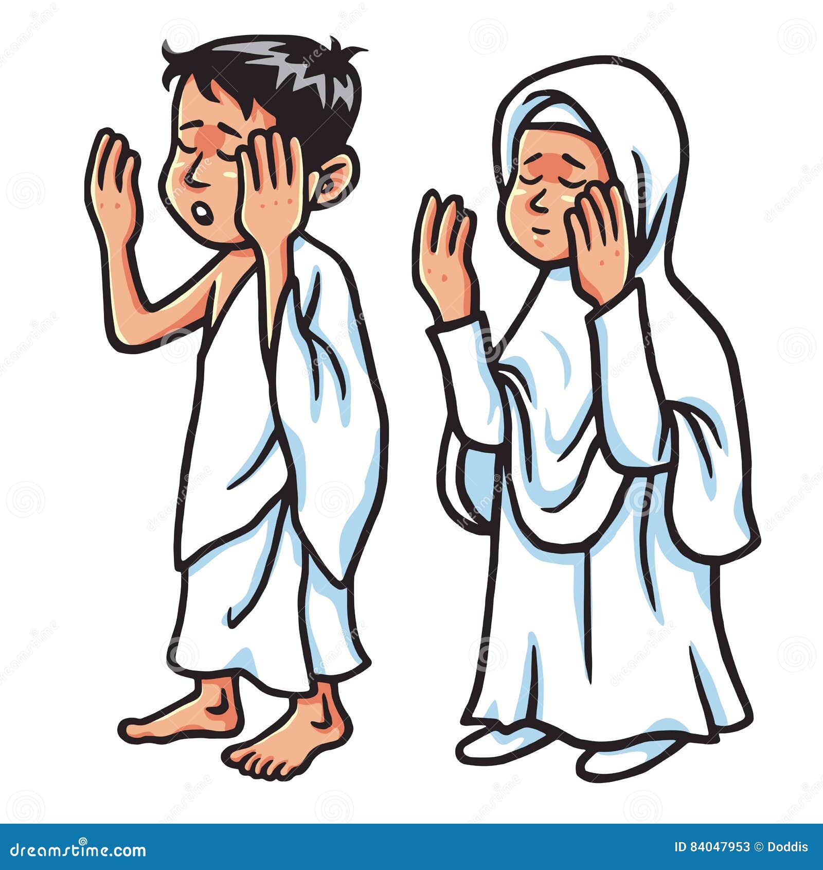 boy and girl hajj praying  