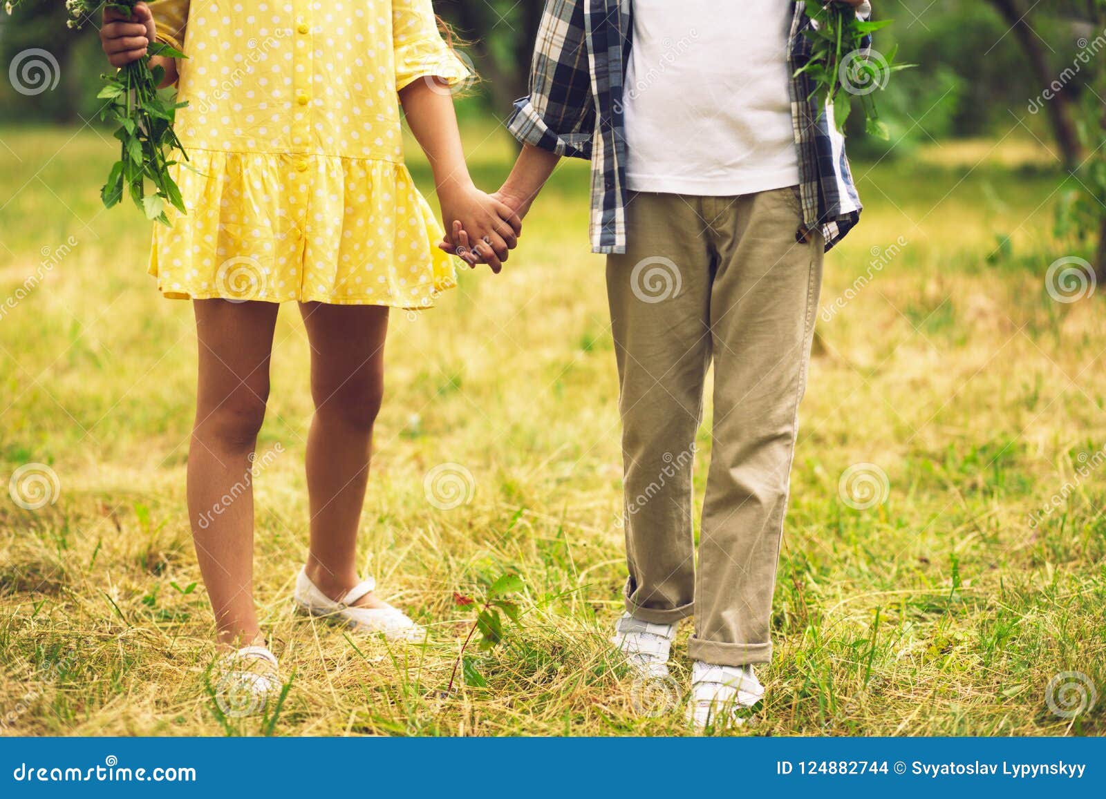 Boy And Girl Holding Hands Stock Photo Image Of Park Love