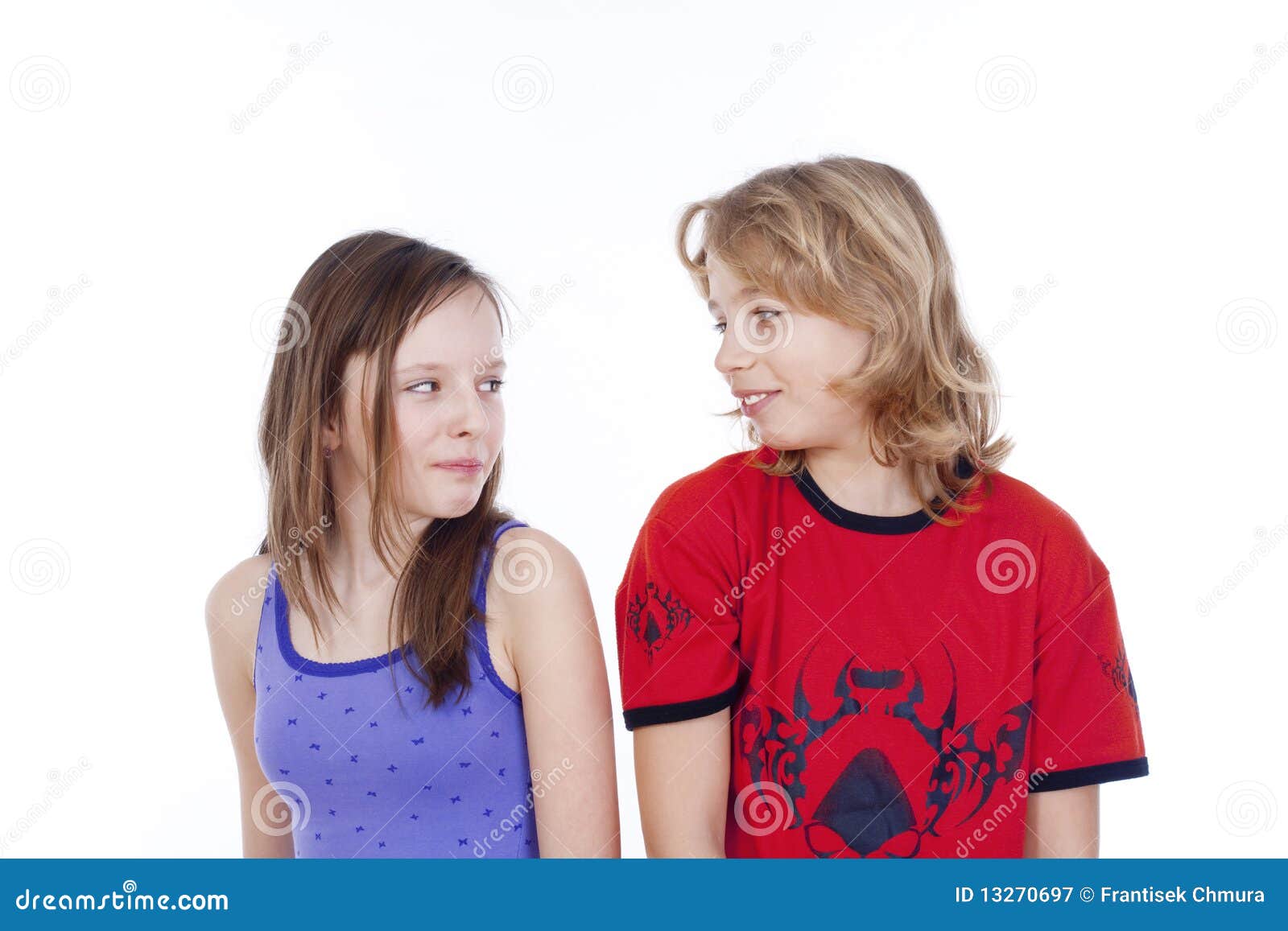 Boy And Girl Looking At Each Other Royalty Free Stock Photography