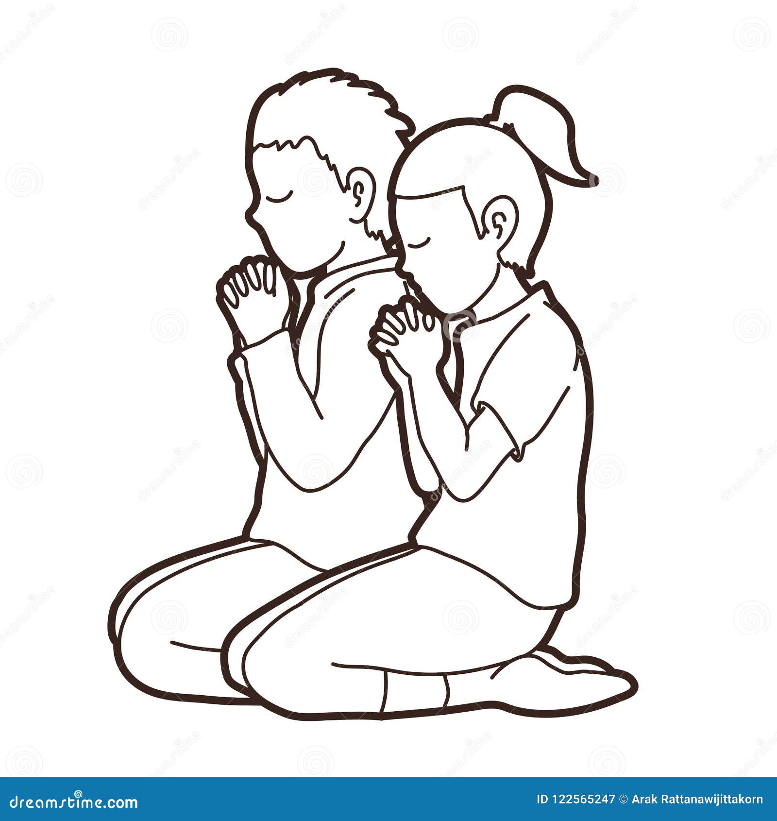 Children Praying Drawing