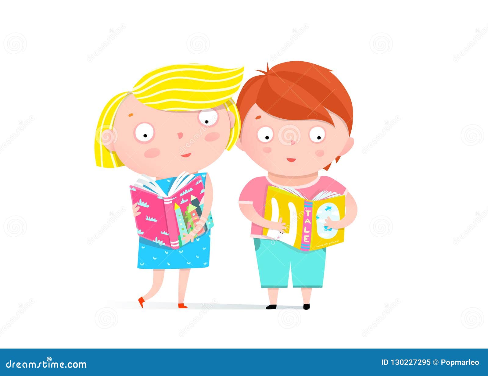 Boy And Girl Reading Book Clip Art Stock Vector Illustration Of Baby Childish