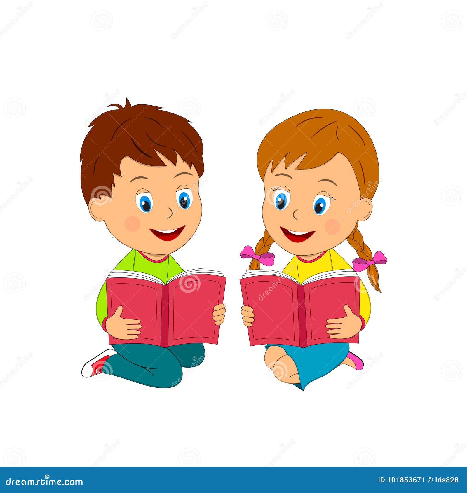 Boy and Girl are Reading Books Stock Vector - Illustration of design ...