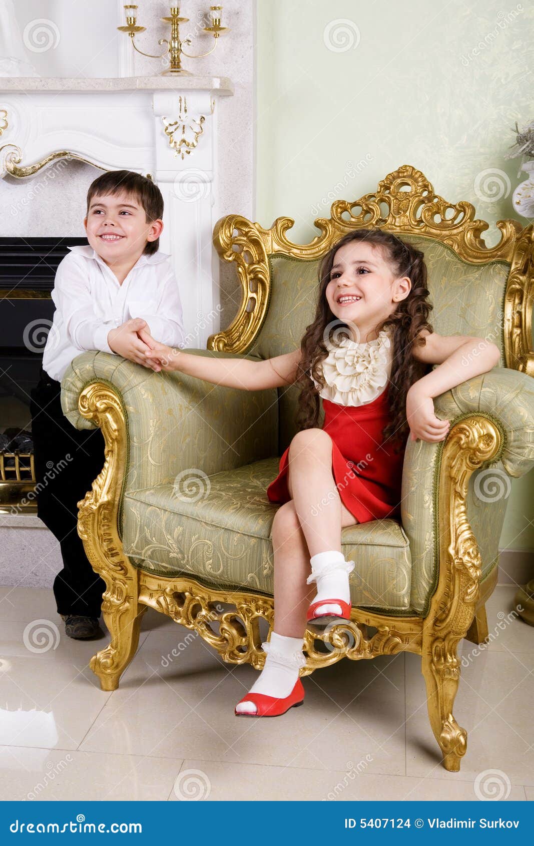 Boy and girl in the room stock photo. Image of brother 5407124