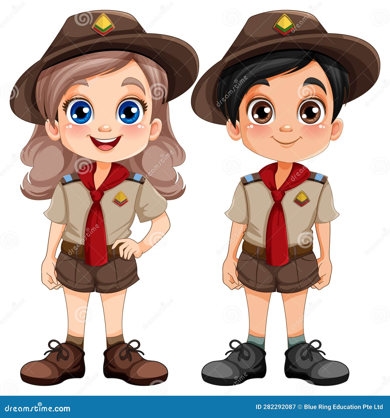 Boy and Girl Scout in Uniform Cartoon Character Stock Vector ...