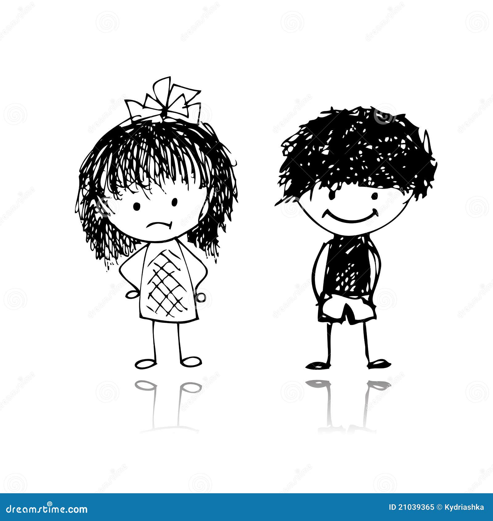 Boy and Girl, Sketch for Your Design Stock Illustration ...