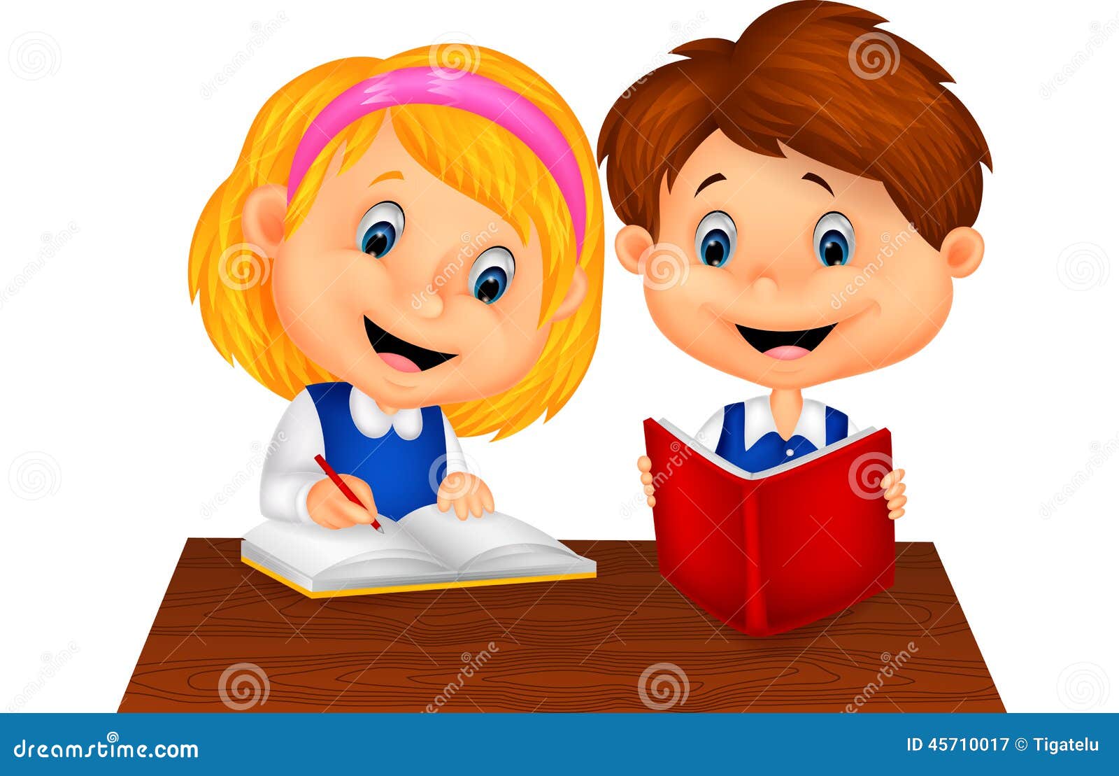 boy and girl study together