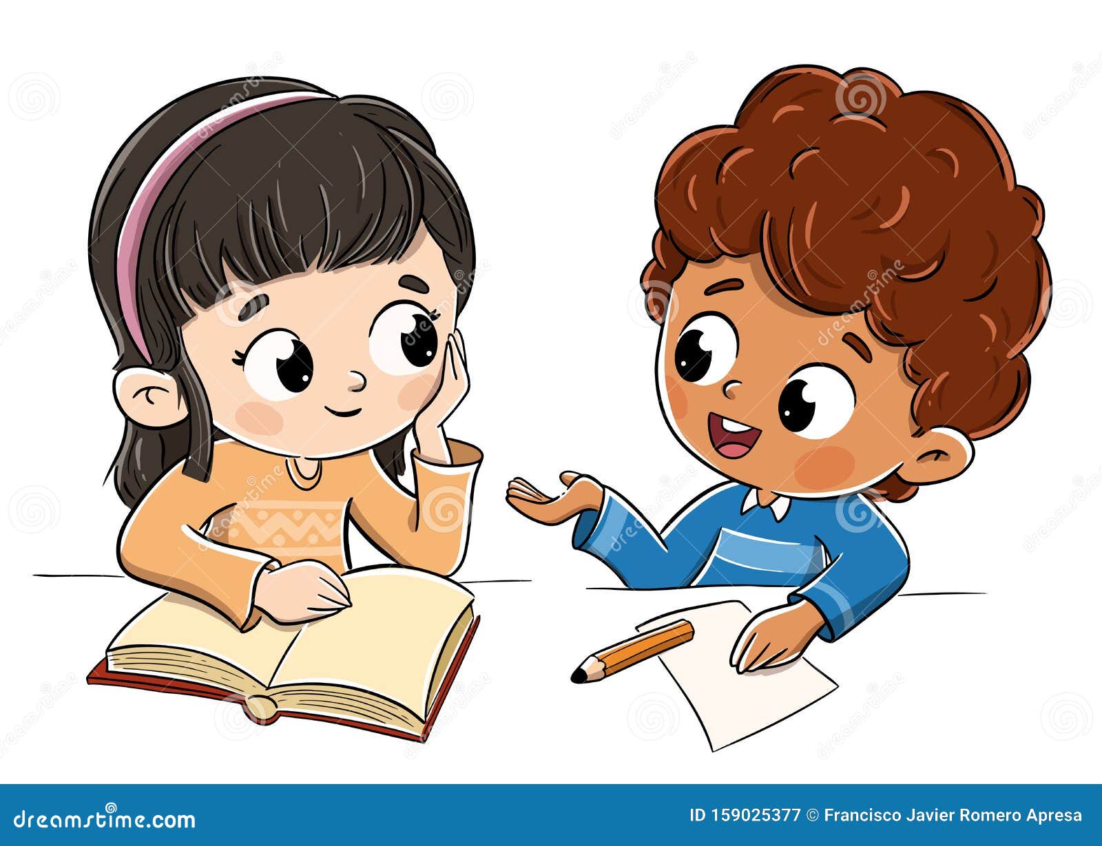 Boy and Girl Talking in Class Talking Stock Illustration - Illustration ...