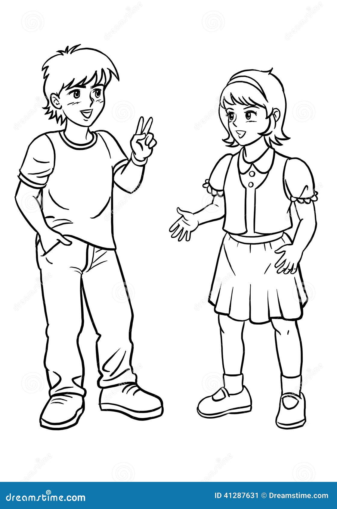 Boy And Girl Talking Stock Illustration Illustration Of Talking