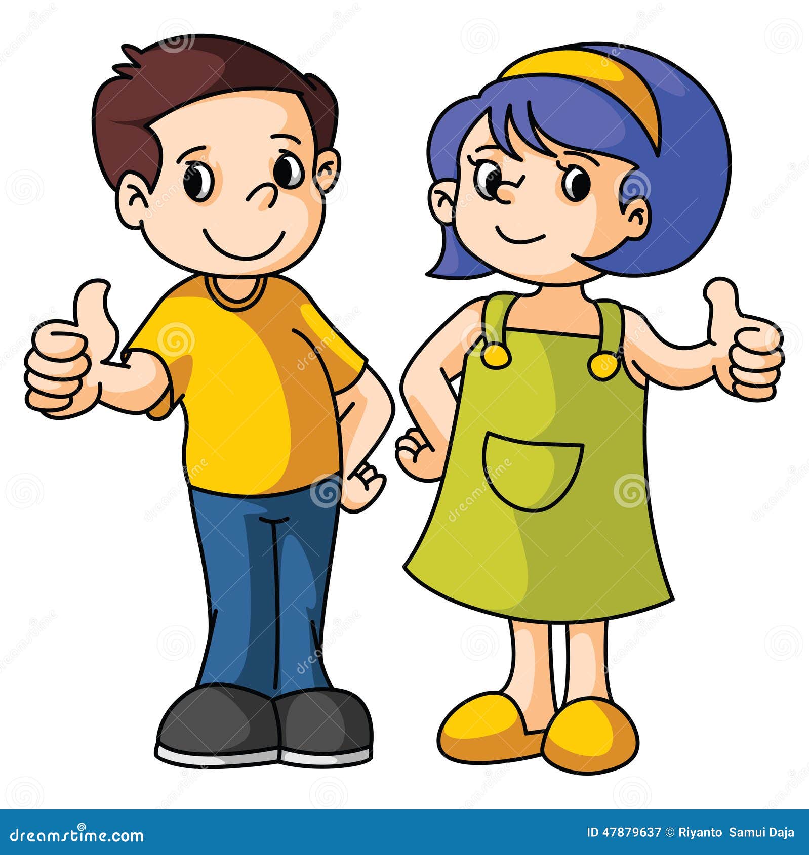 Boy and Girl thumb up stock vector. Illustration of girl - 47879637