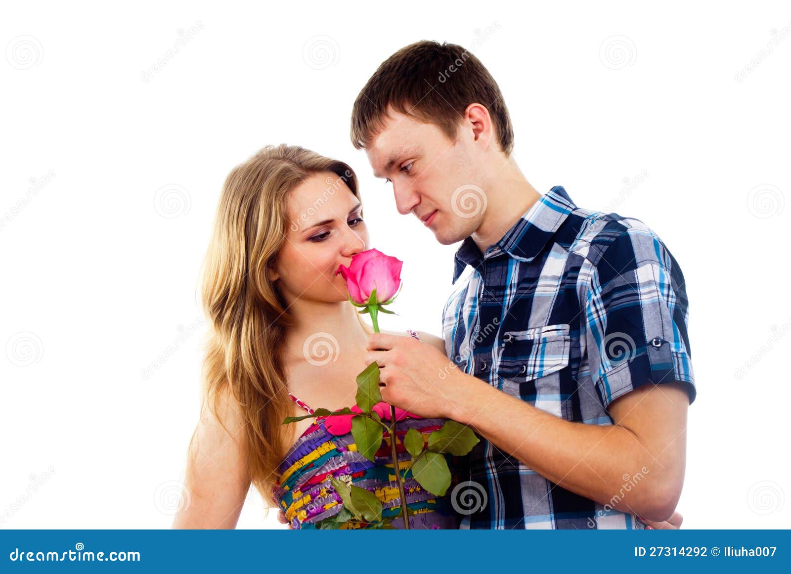 Boy gives a girl a rose stock photo. Image of girlfriend 27314292