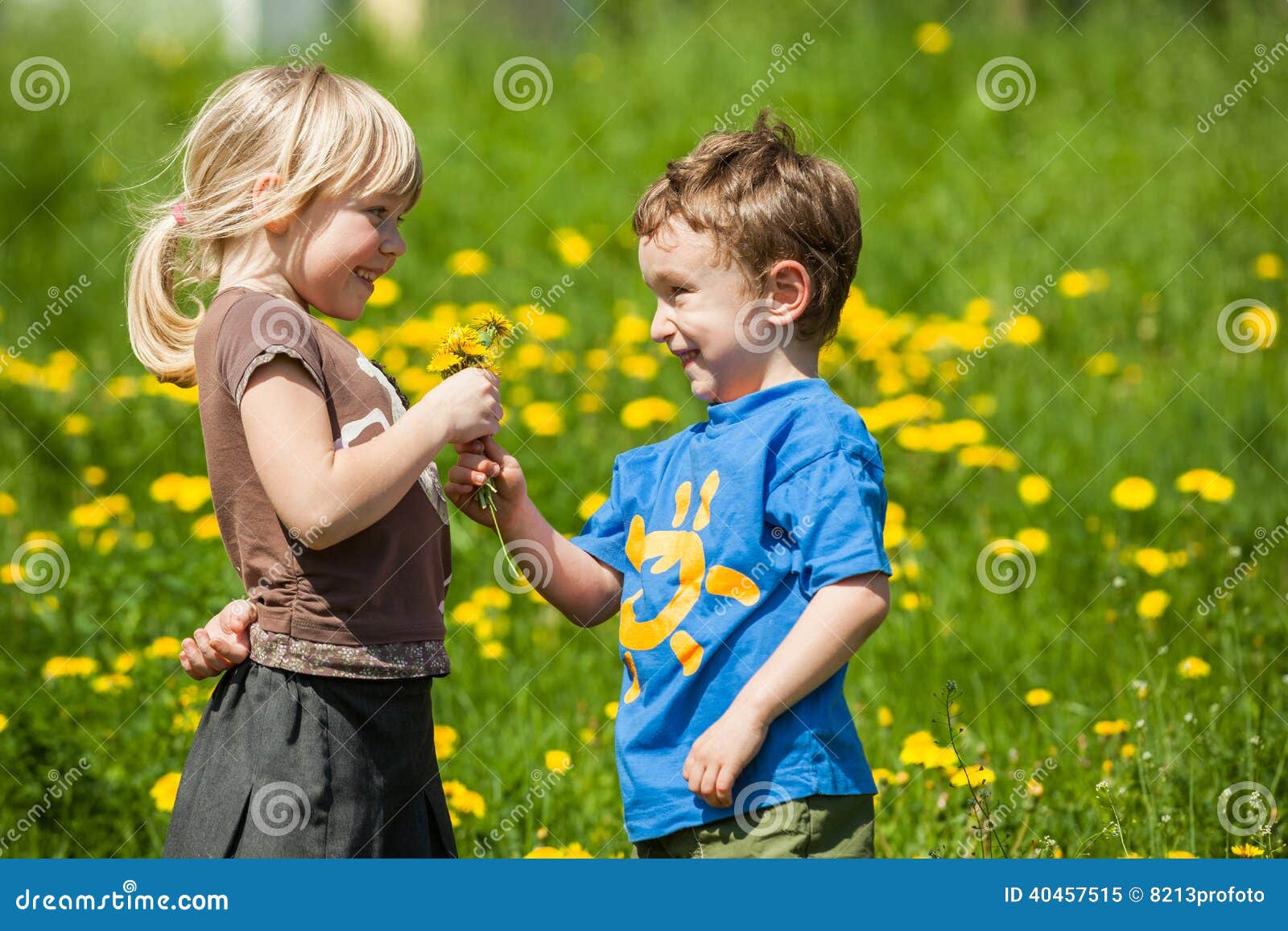  Boy  Giving Flowers For A Girl  Stock Photo Image 40457515