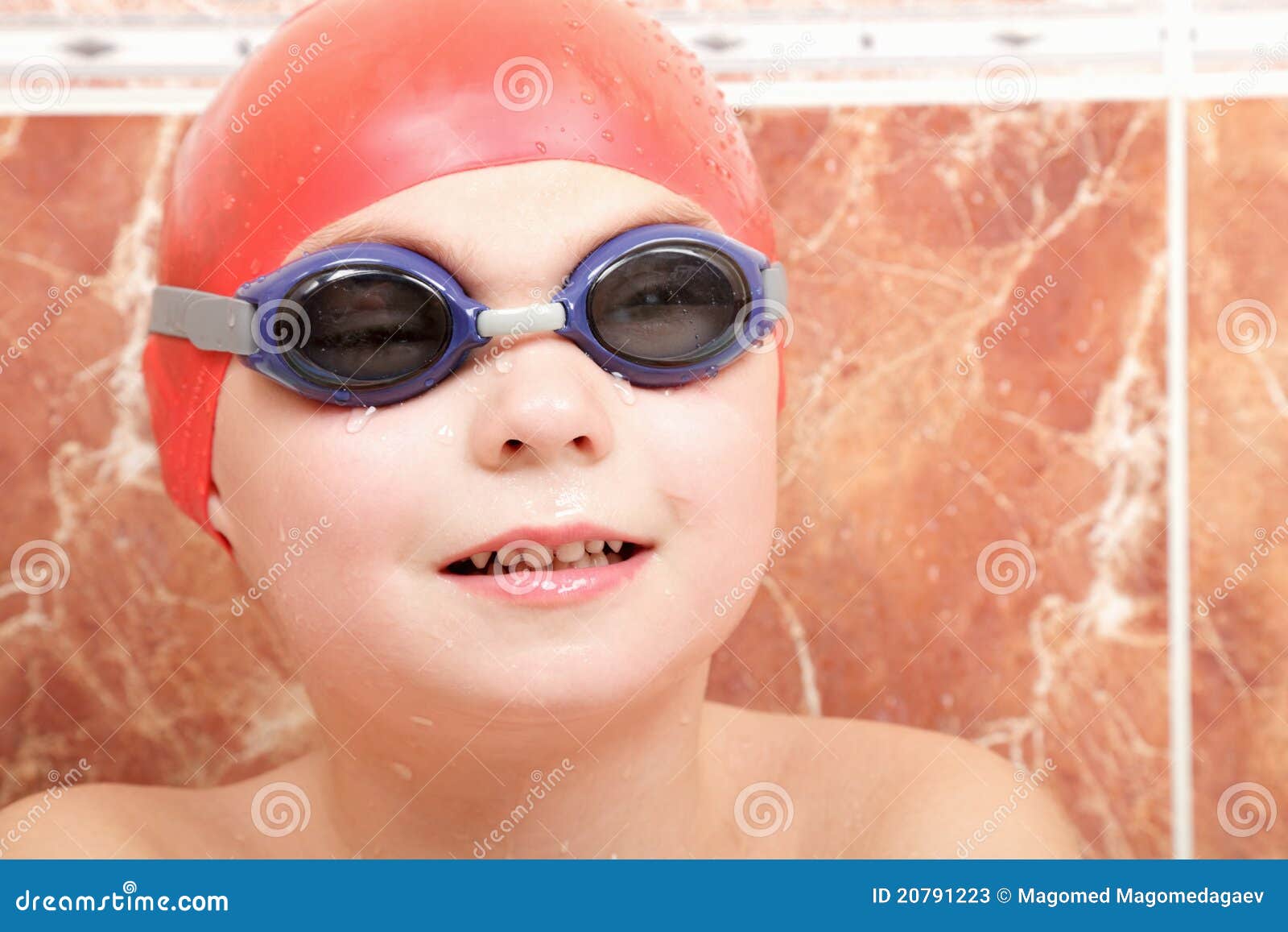Boy in goggles and cap stock image. Image of rubber, closeup 20791223