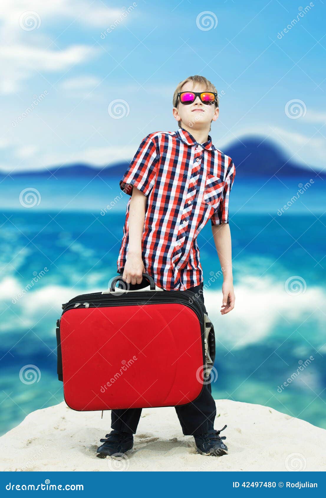 boy going for sea vacation