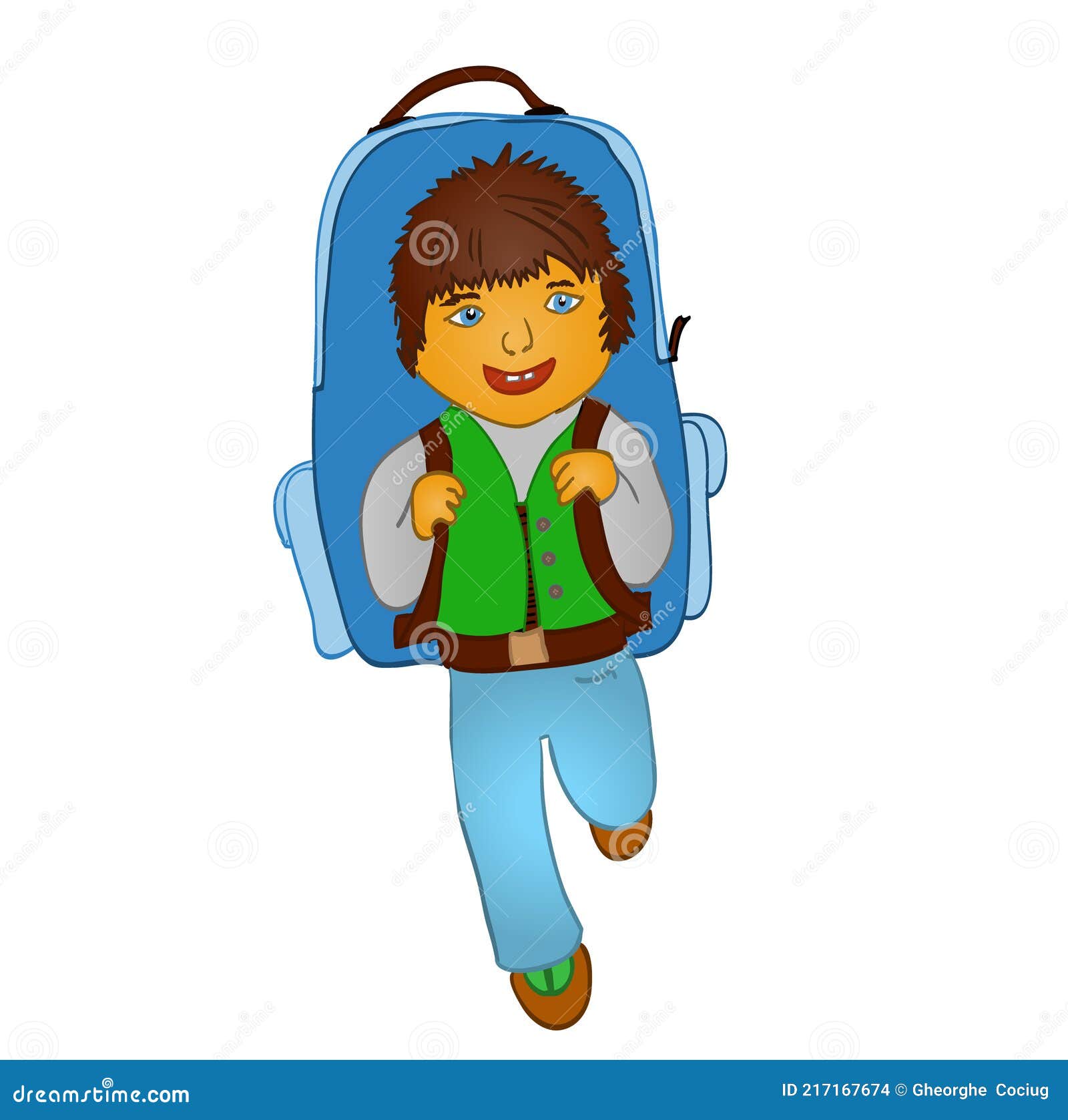 Boy going to school-01. stock vector. Illustration of education - 217167674