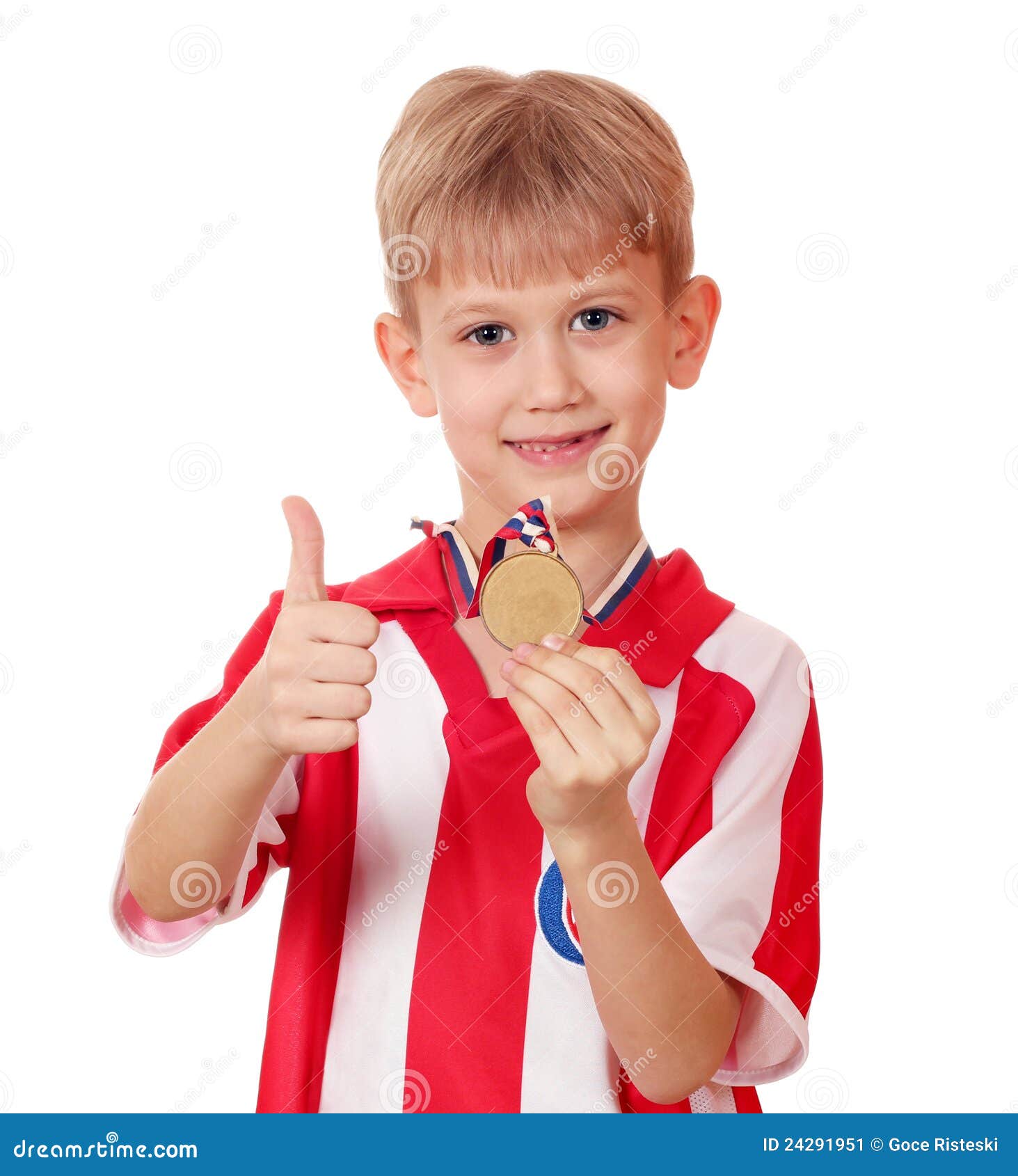 Boy with gold medal stock image. Image of sweet, expression 24291951