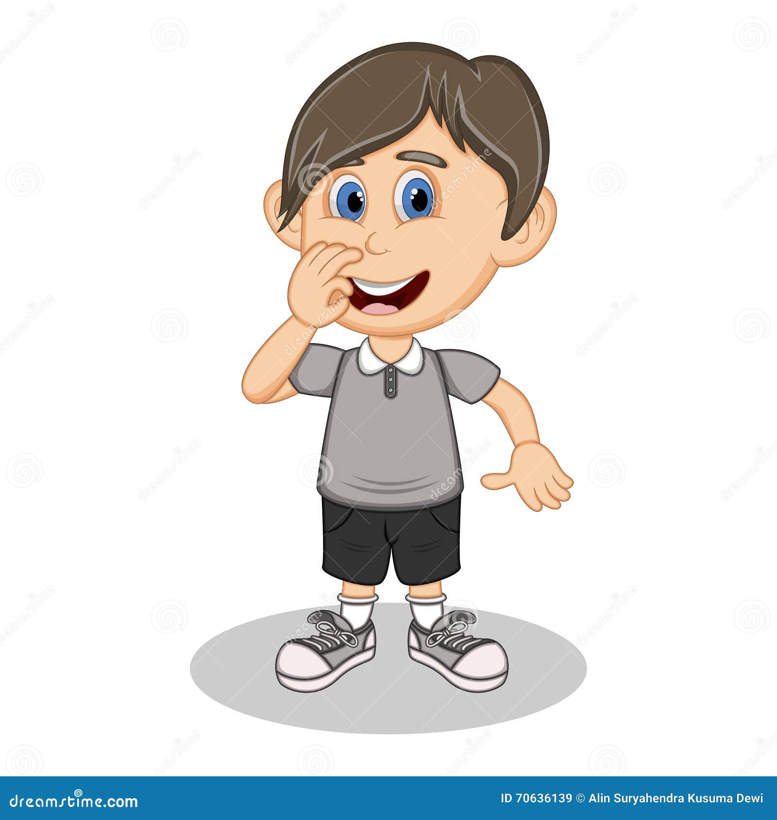 A Boy with a Gray Shirt and Black Pants Cartoon Stock Vector - Illustration  of impressed, emotion: 70636139
