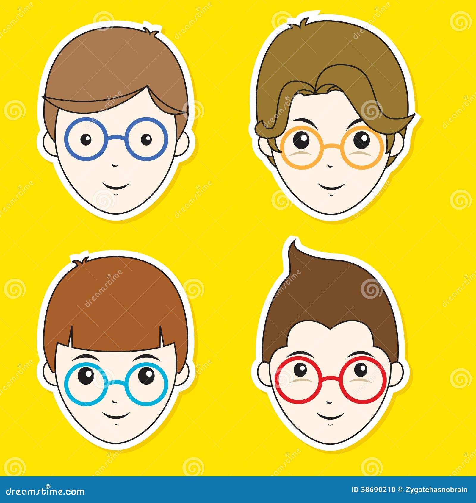 Boy Hair Style Sticker Set stock vector. Illustration of smile 38690210