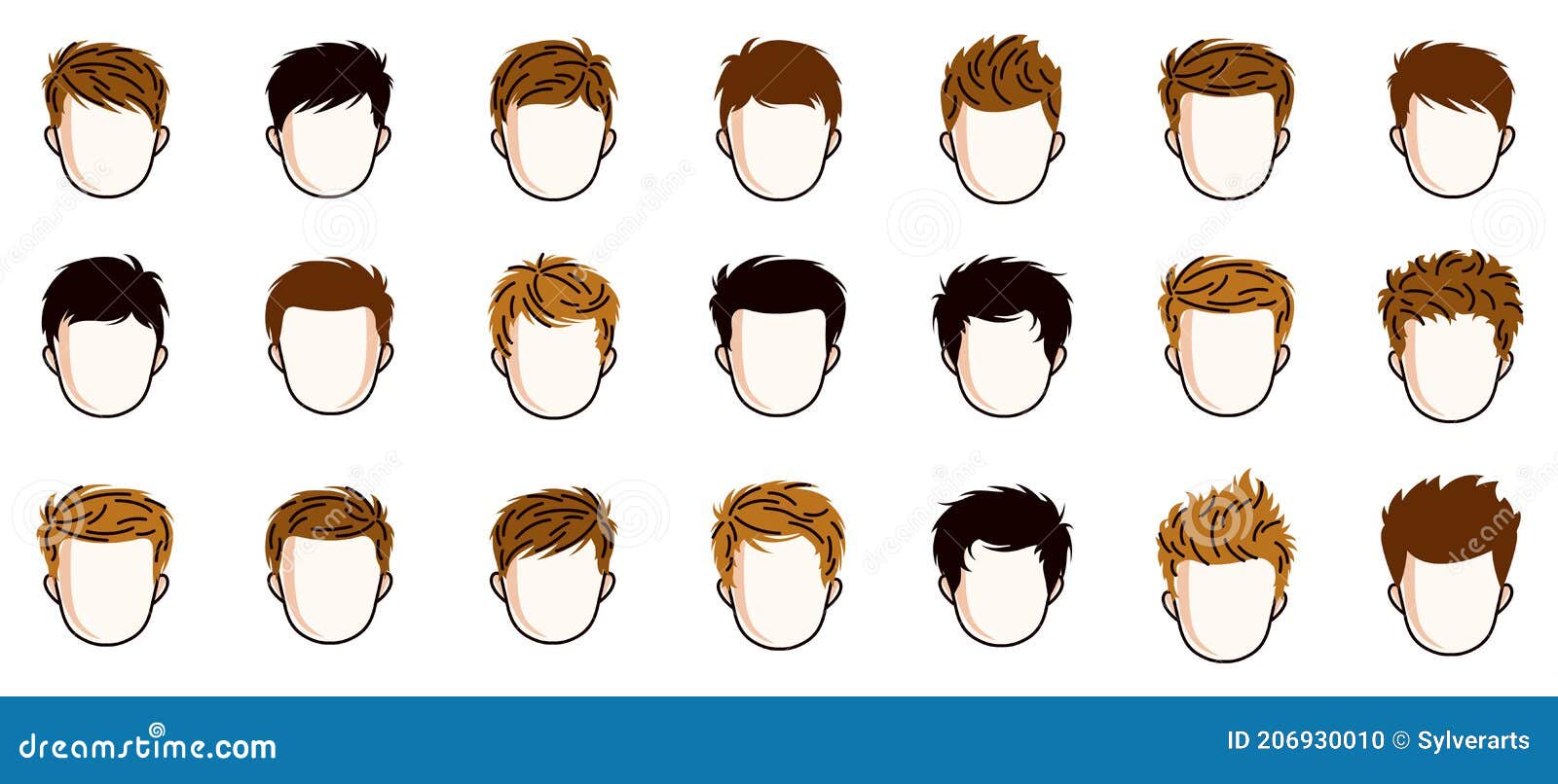 Boy Hairstyles Heads Vector Illustrations Set Isolated on White Background,  Early Teen Kid Boy Attractive Beautiful Haircuts Stock Vector -  Illustration of male, beauty: 206930010
