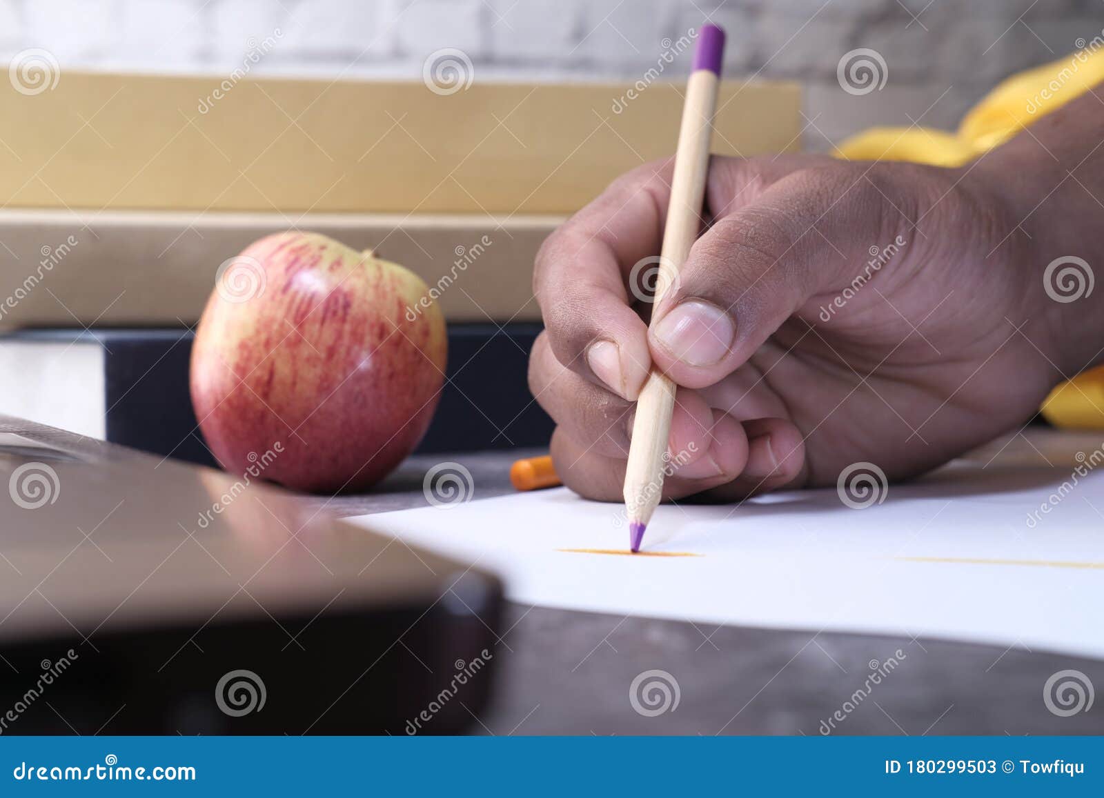 Boy Hand Drawing with Color Pencil on Paper Stock Image Image of drawing, paint 180299503