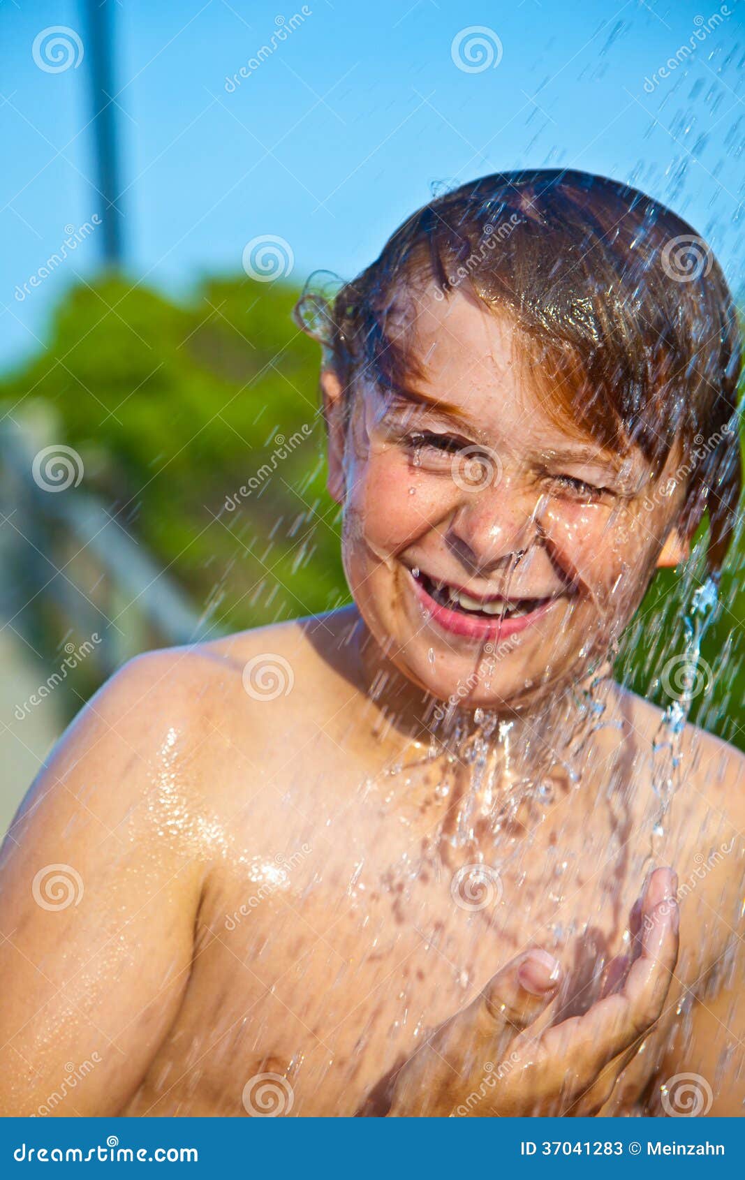 Boy Has a Shower at the Beach Stock Image Image of smile, clear 37041283