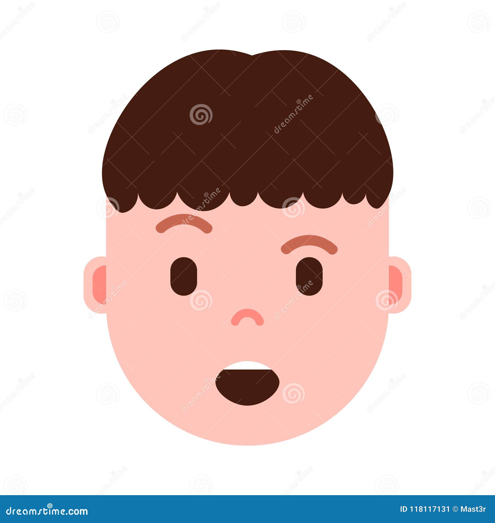 Boy Head Emoji Personage Icon with Facial Emotions, Avatar Character ...