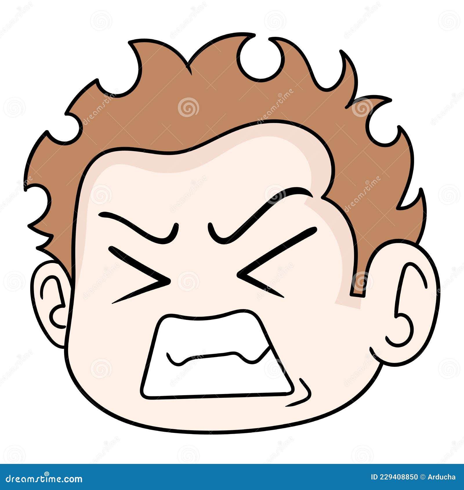 Head boy face shocked scared doodle icon drawing Vector Image