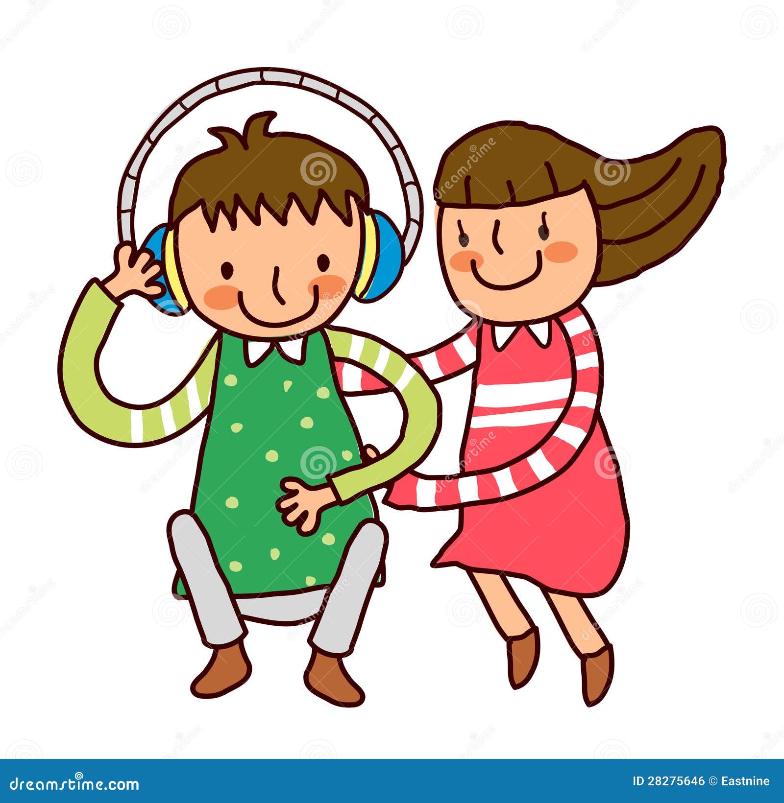 Boy with Headphone and Girl Stock Vector Illustration of heterosexual