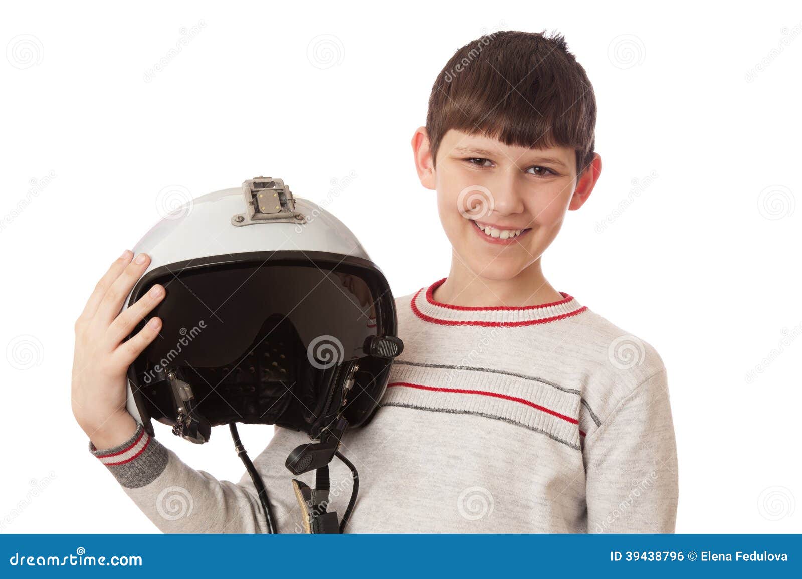 Boy with Helmet Isolated on White Stock Photo Image of portrait