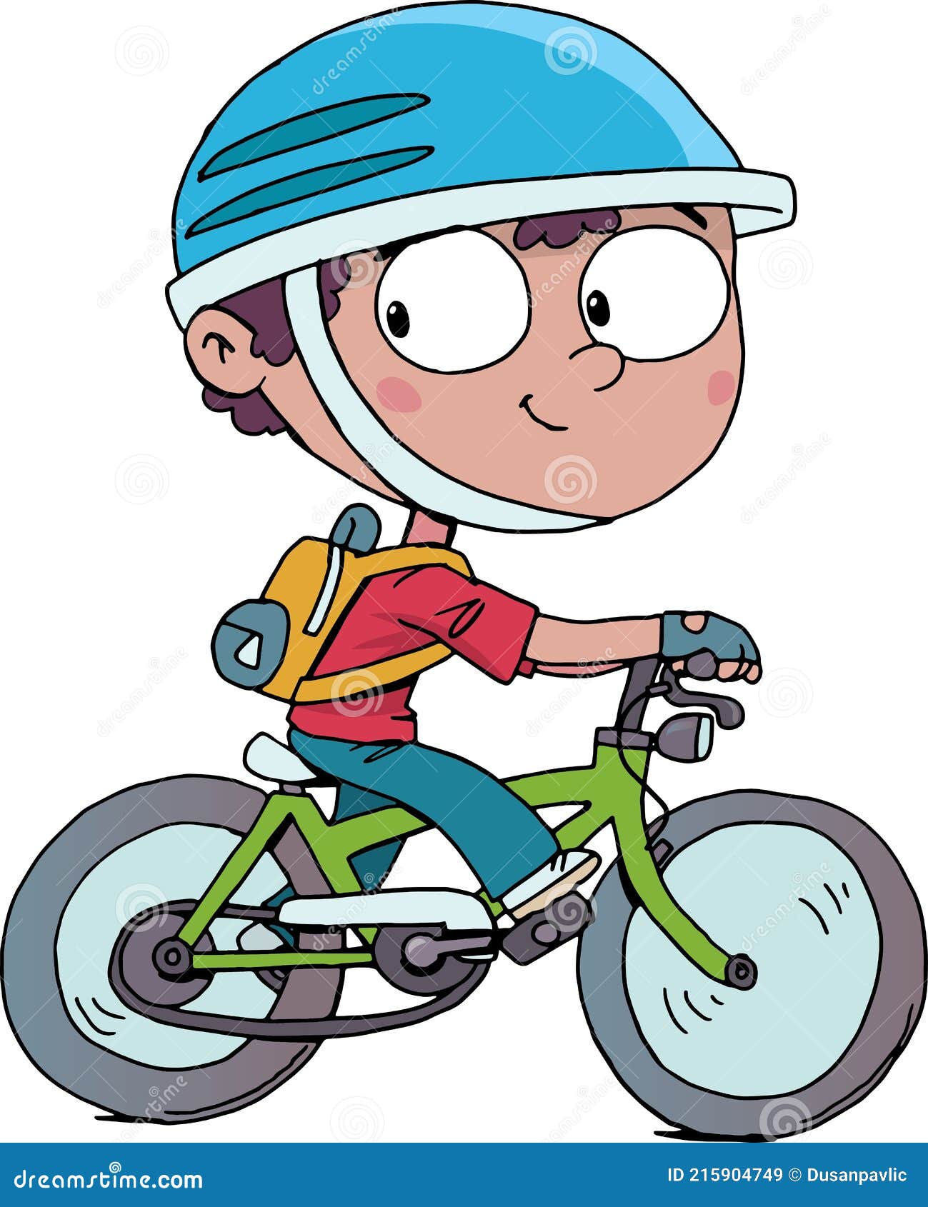 Boy with a Helmet Rides a Bicycle Stock Vector - Illustration of ...