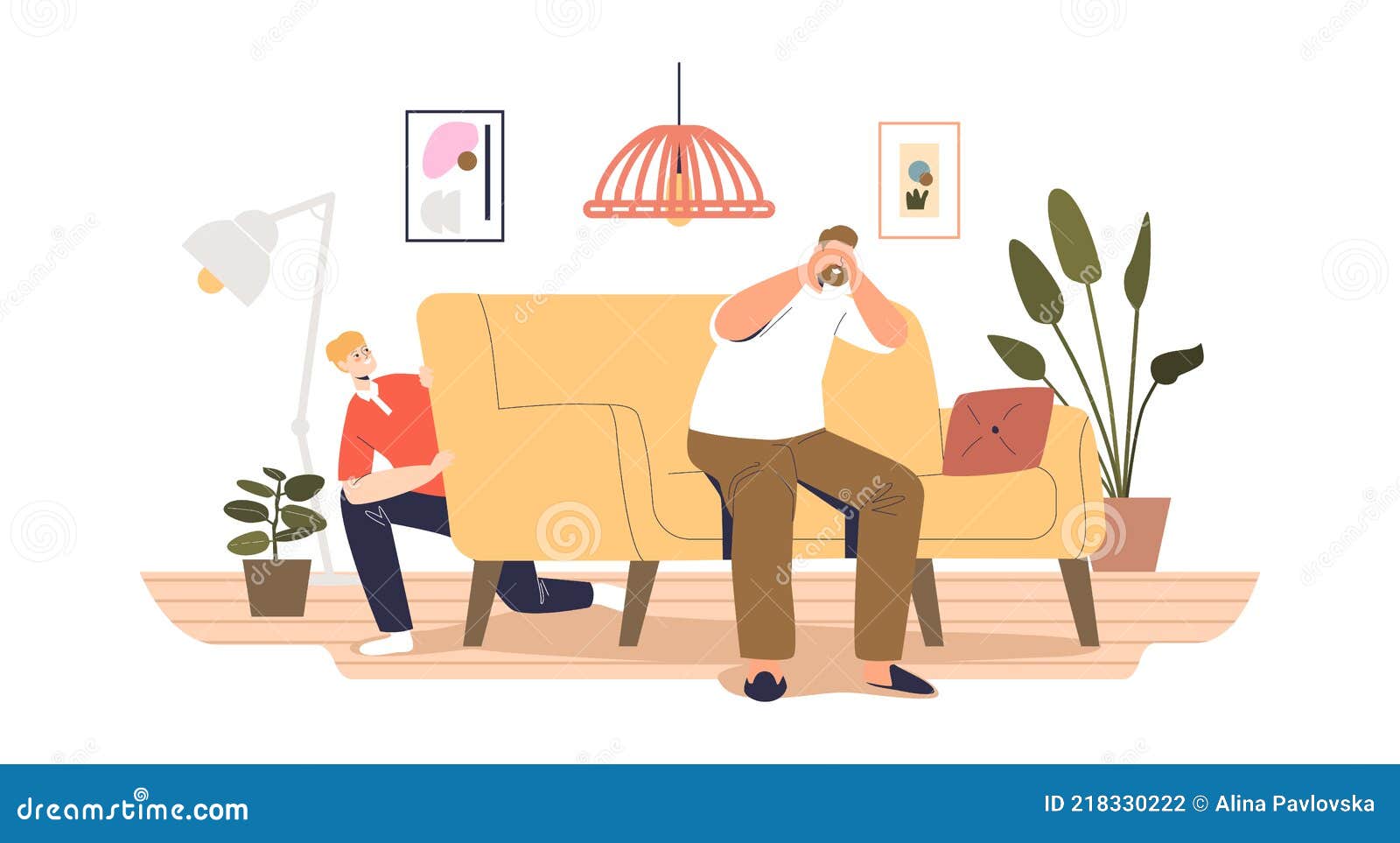 Hide And Seek On The Sofa Boy Hiding at Sofa and Father Count Play Hide and Seek Game at Home