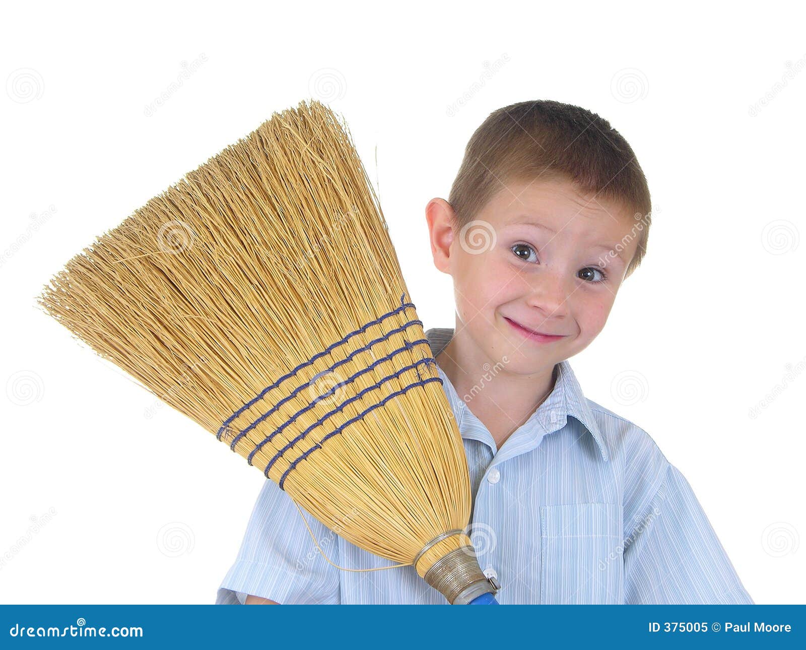 A Boy and His Broom stock image. Image of clean, children 375005