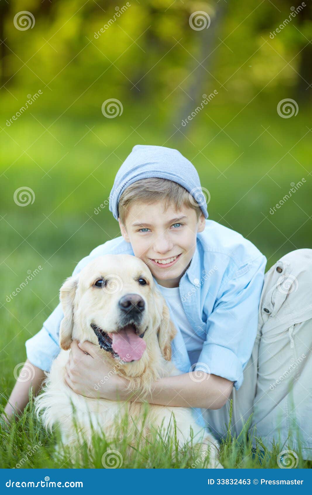 Boy and his friend stock image. Image of animal, labrador - 33832463