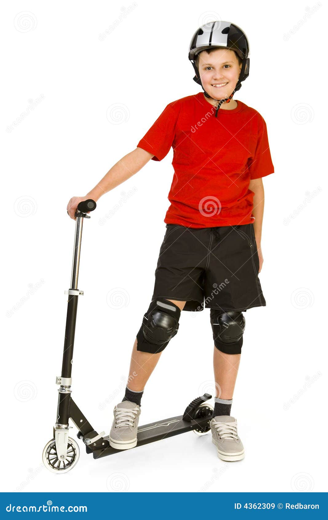 Boy and his scooter stock image. Image of equipment, protect 4362309