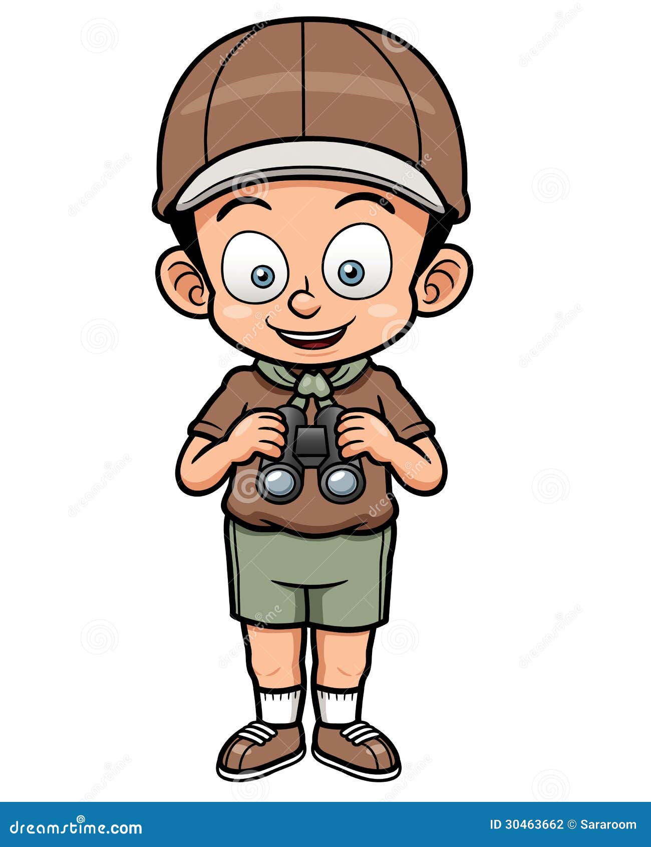 Boy holding binoculars stock vector. Image of field, hobby 30463662