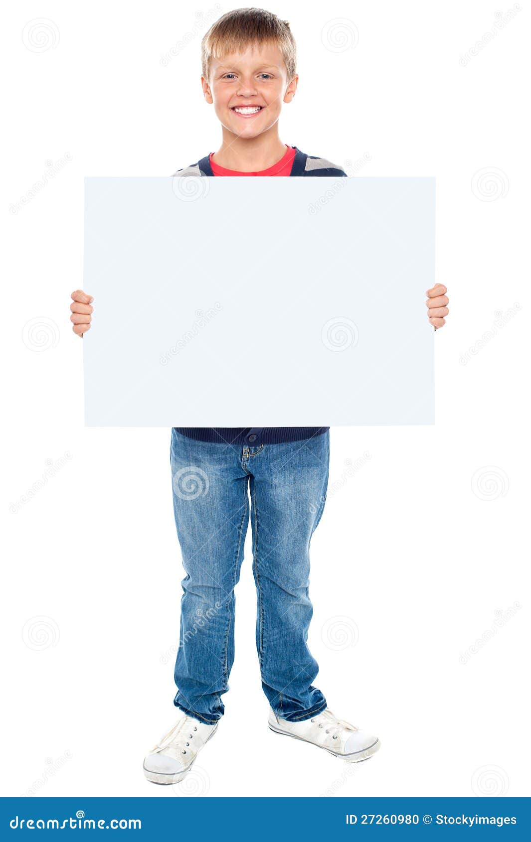Boy Holding Blank Whiteboard Stock Photo - Image of advertising ...