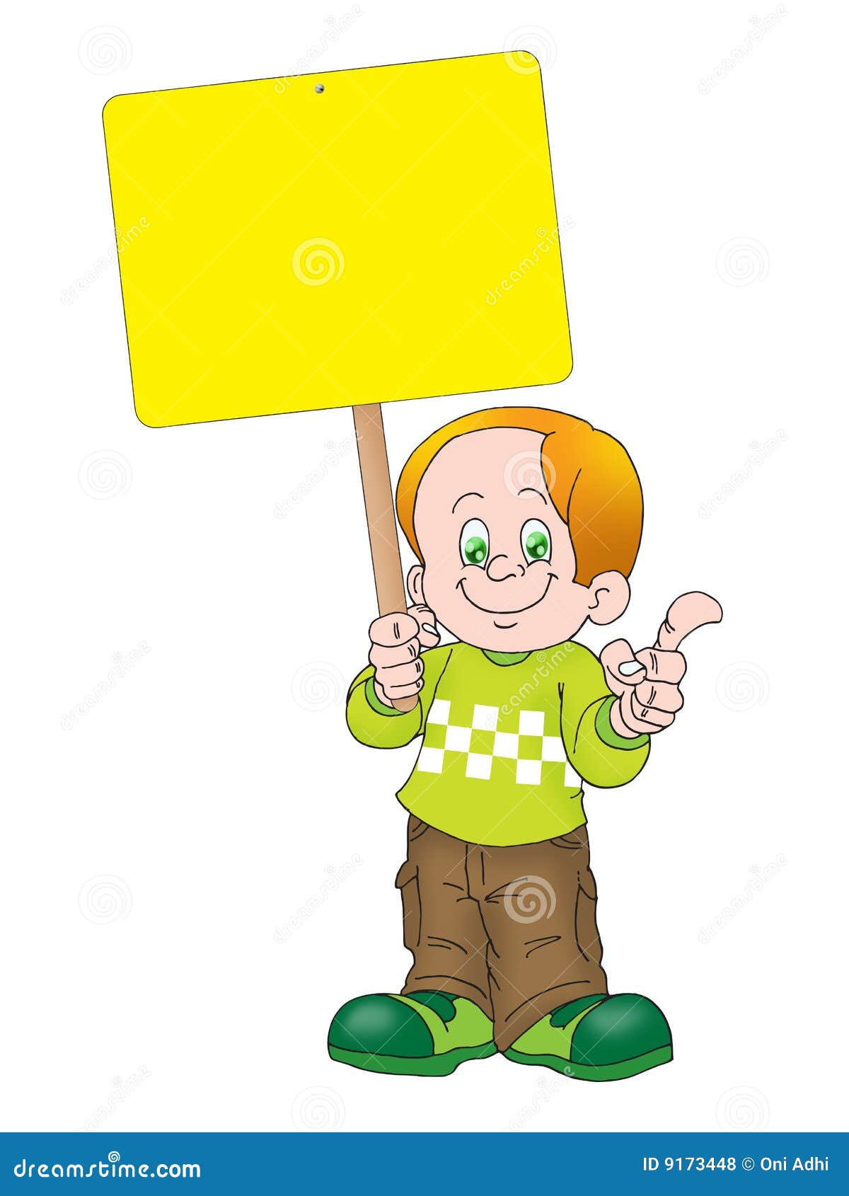 boy holding noticeboard