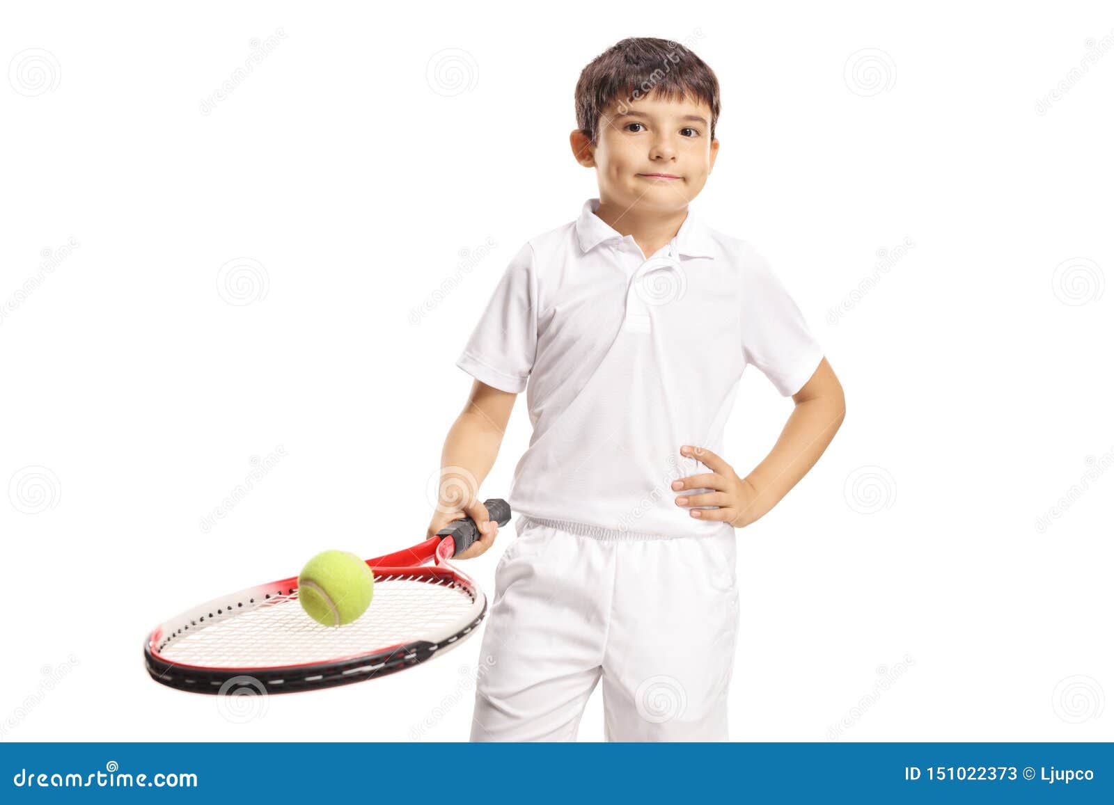 Boy Holding A Tennis Ball On A Racquet Stock Image Image Of Play Childhood