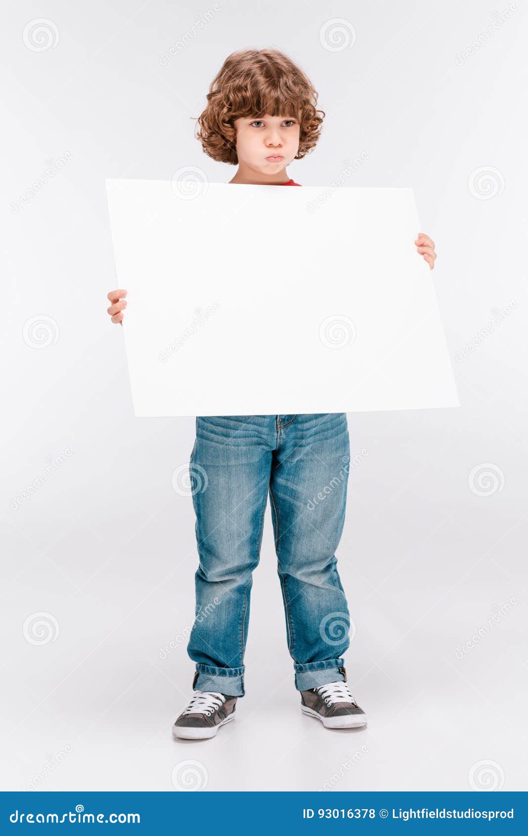 Boy Holding White Blank Board Stock Photo - Image of template, sign ...