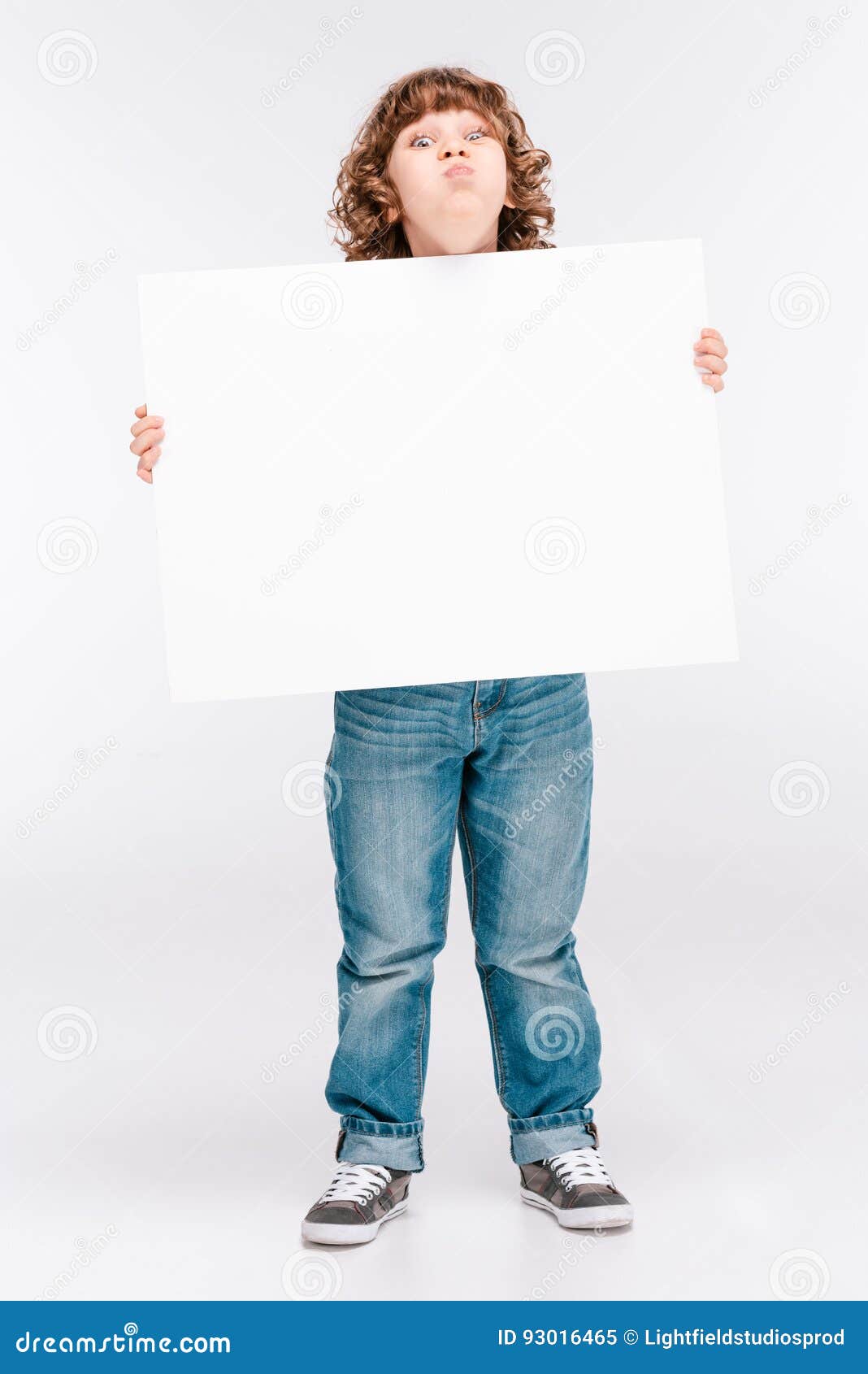 Boy Holding White Blank Board Stock Image - Image of casual, card: 93016465