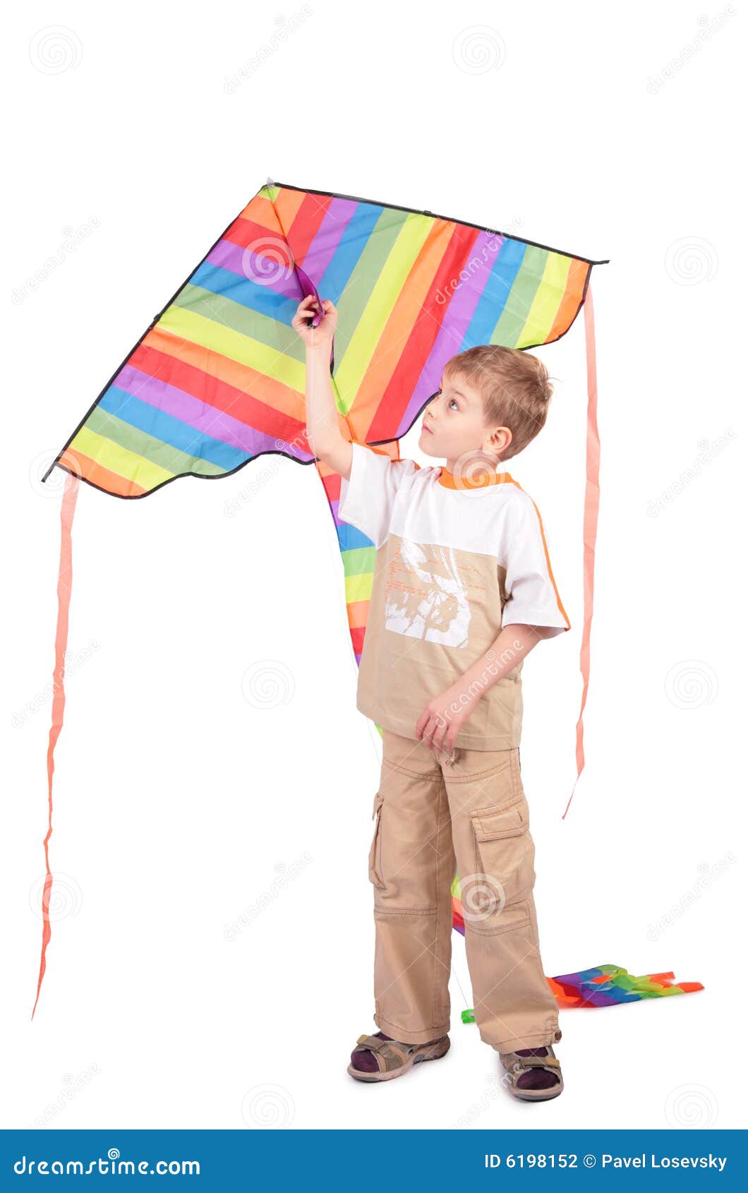 Boy holds kite stock photo. Image of portrait, look, male 6198152