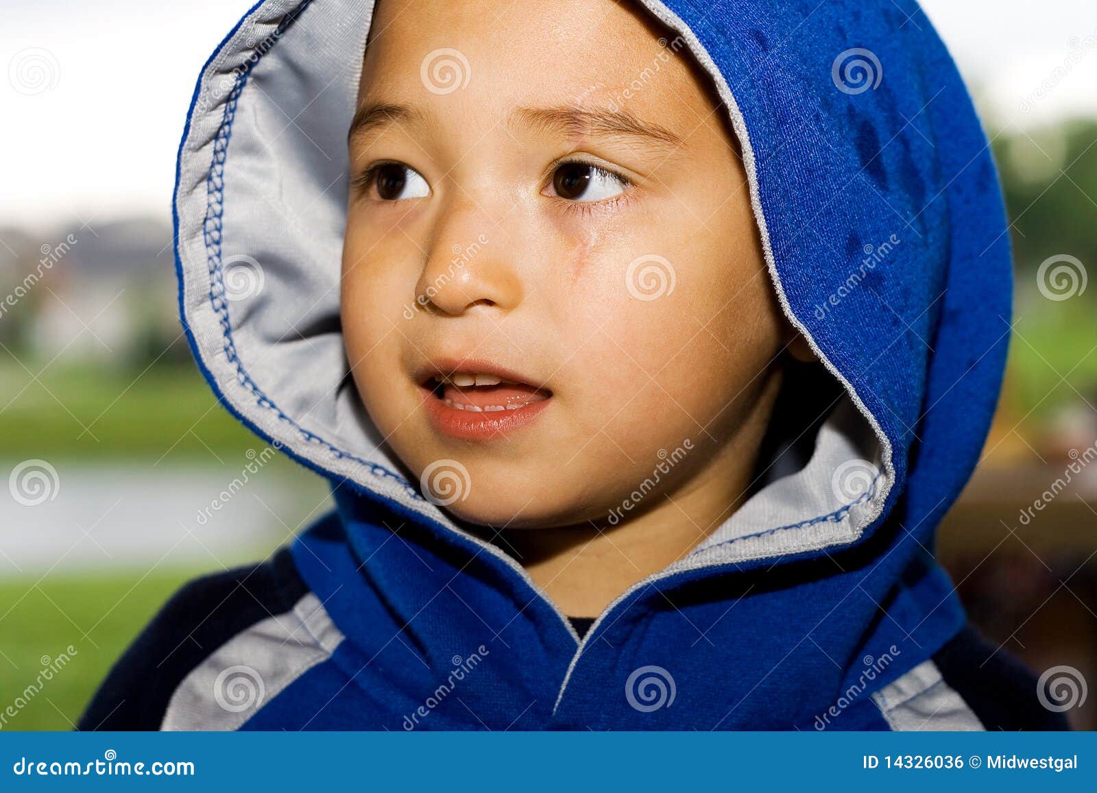 Boy in Hoodie on Rainy Day stock photo. Image of multiethnic 14326036