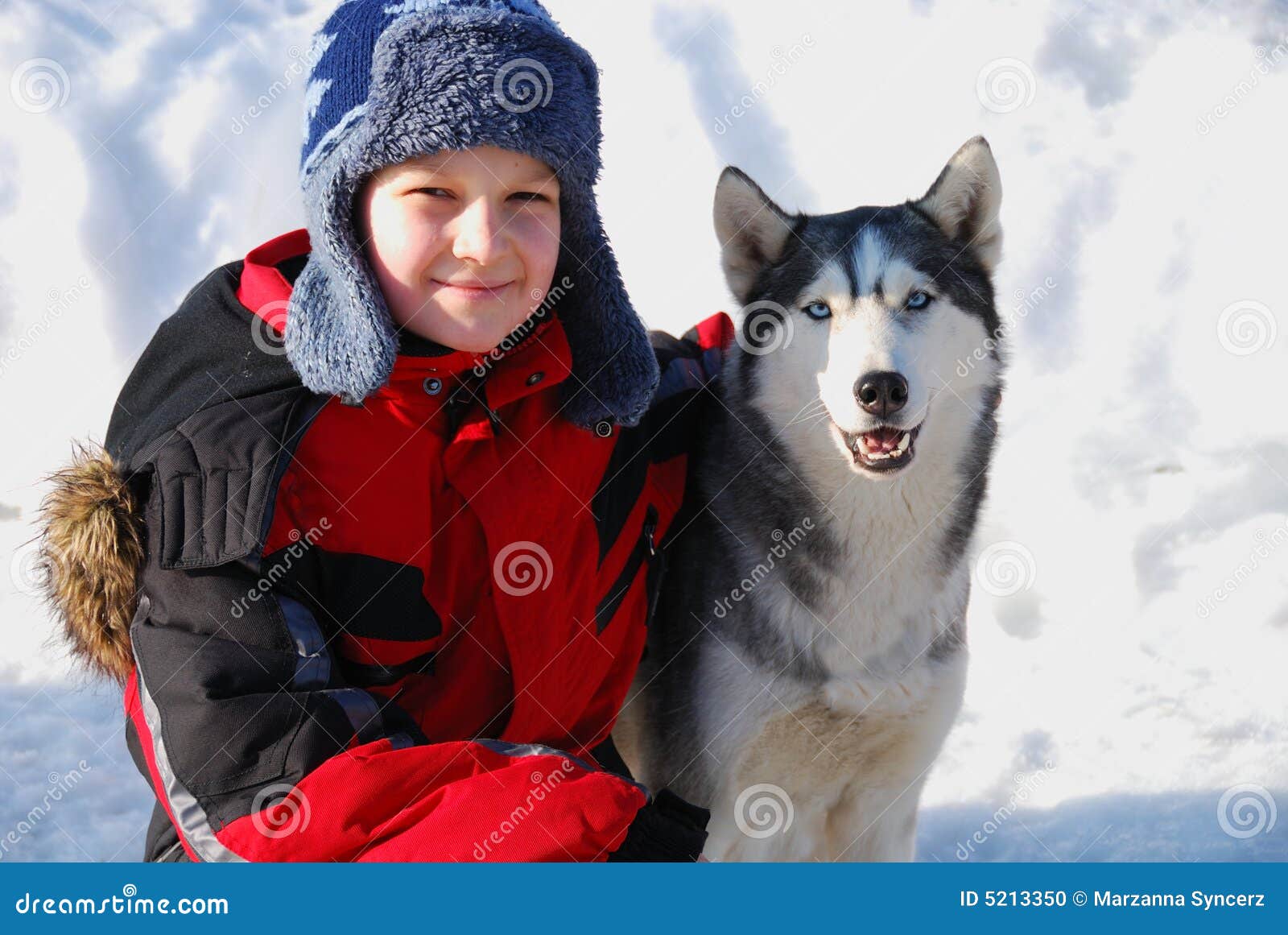 Boy with husky dog stock photo. Image of child, animal 5213350