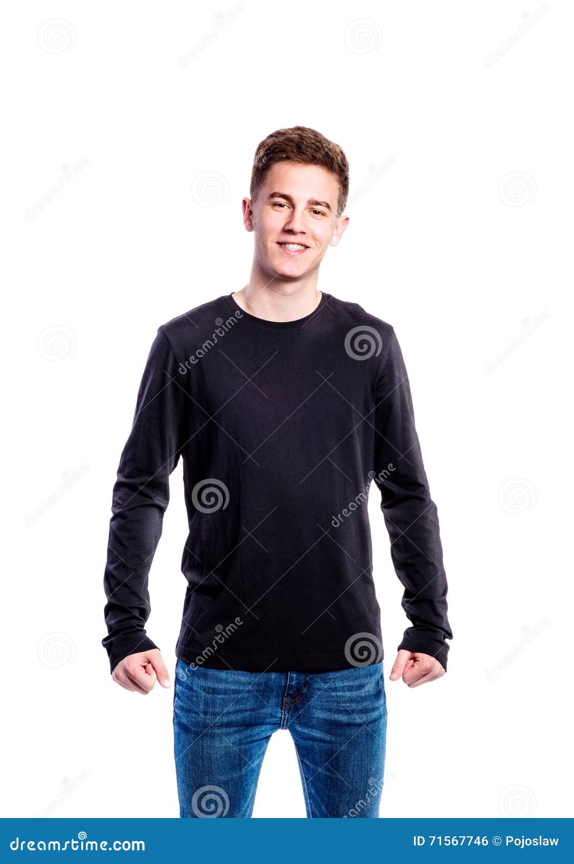 Boy in Jeans and T-shirt, Young Man, Studio Shot Stock Photo - Image of ...