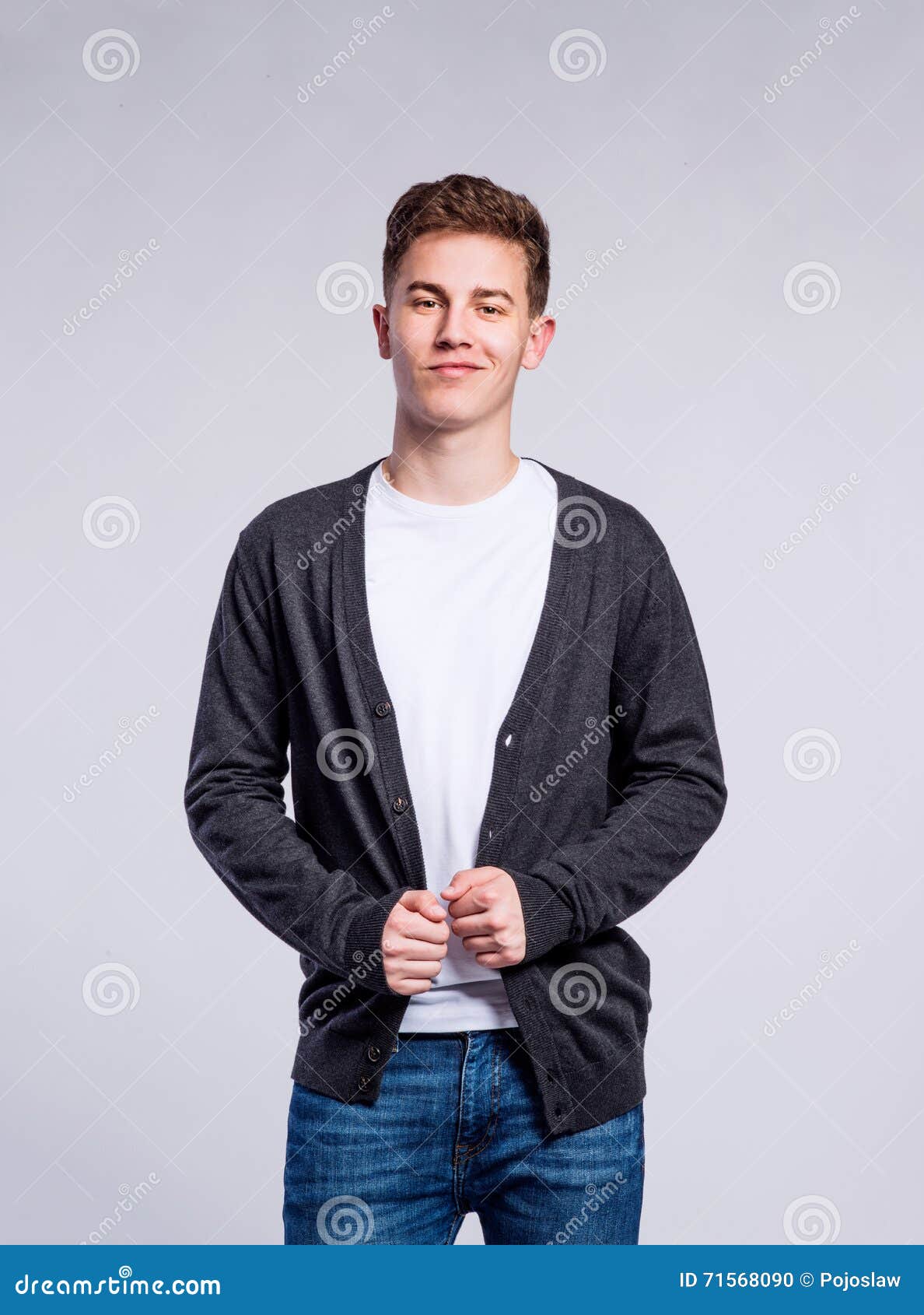 Boy in Jeans and T-shirt, Young Man, Studio Shot Stock Photo - Image of ...