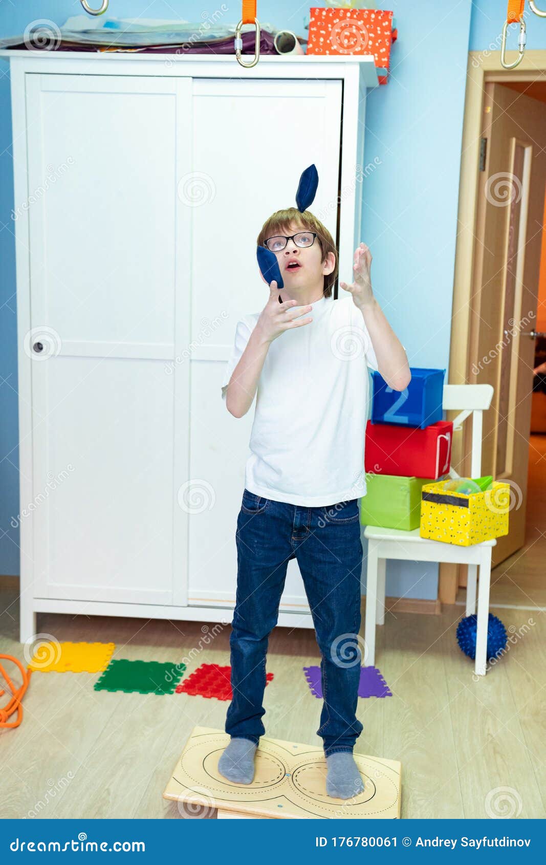 a boy on balancing platform sensory integration