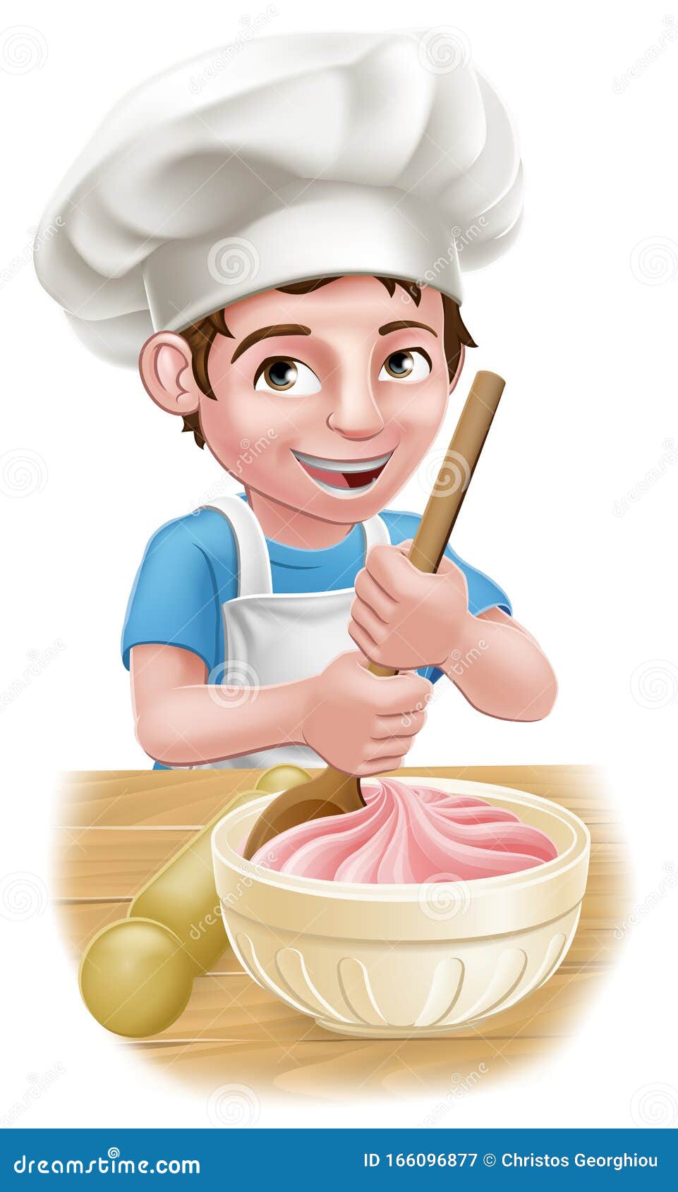 Boy Kid Chef Child Cartoon Character Baking Stock Vector - Illustration