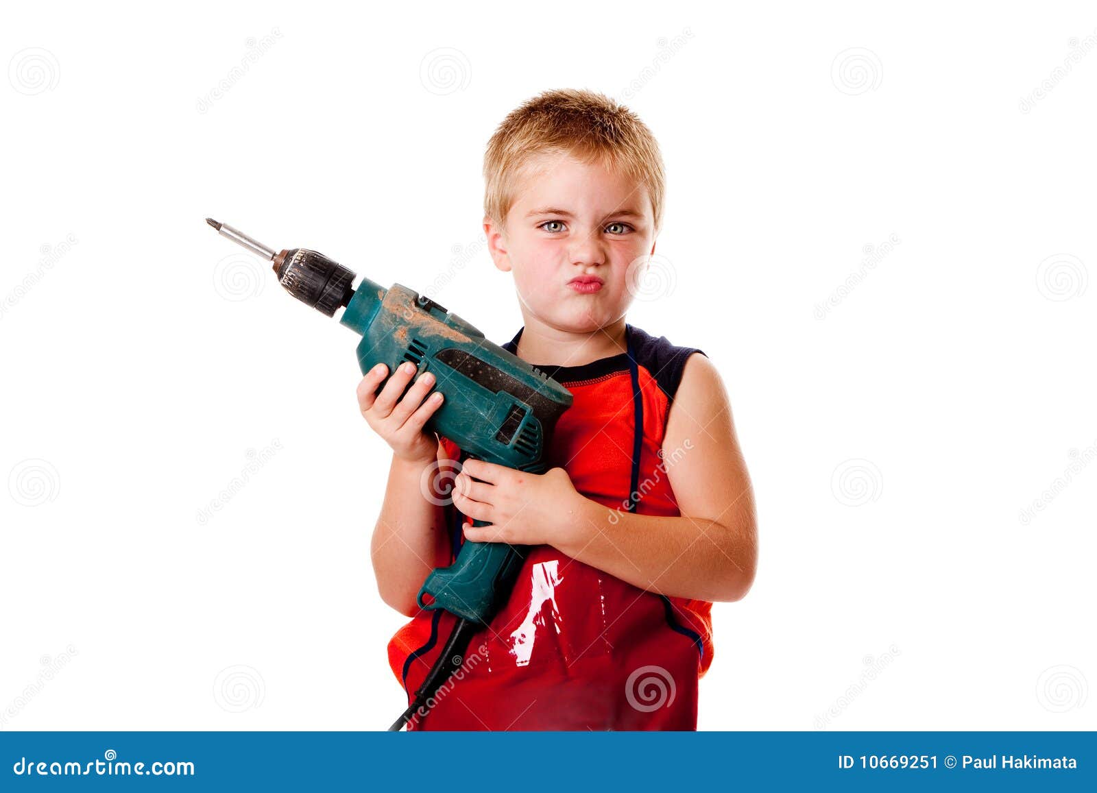 Boy kid with drill stock image. Image of carpenter, tough 10669251