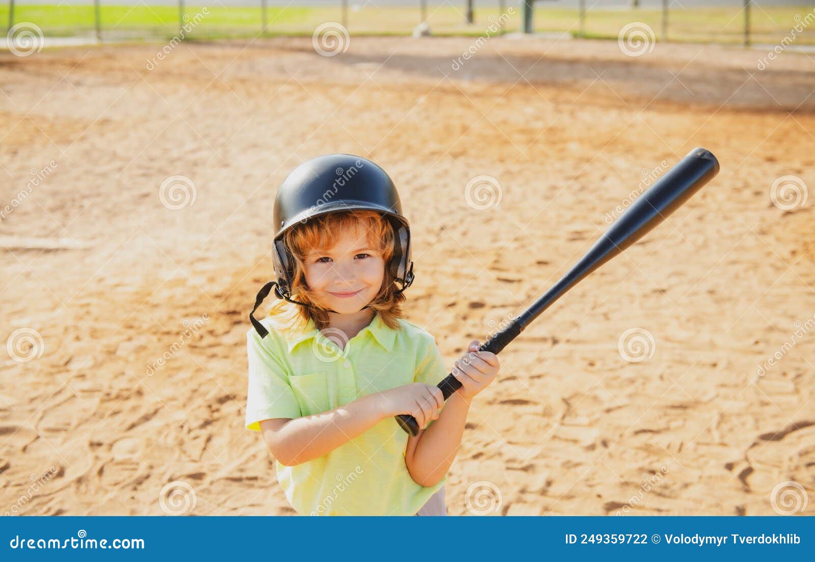 Boy Kid Posing with a Baseball Bat. Portrait of Child Playing Baseball