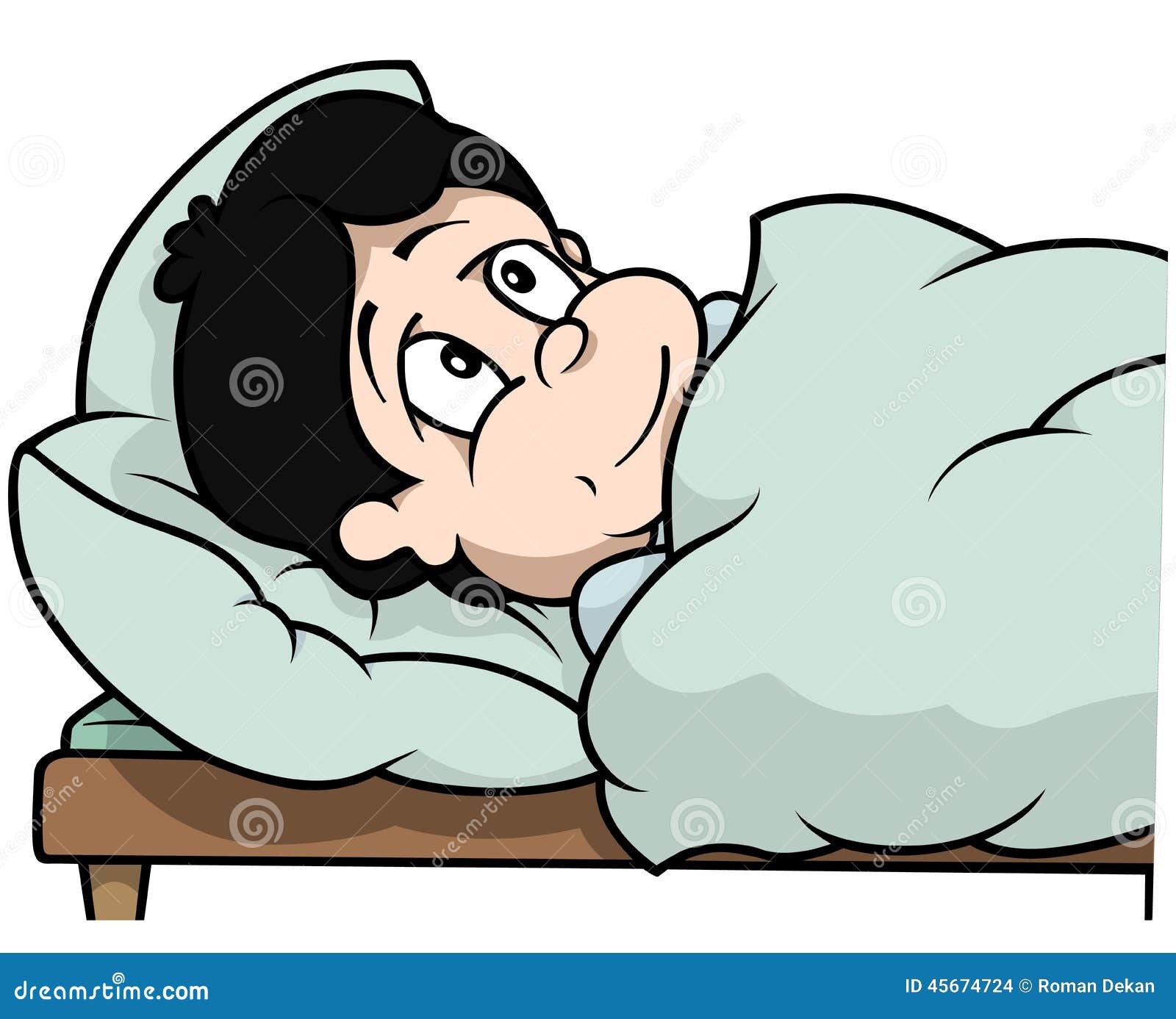Boy Laying In Bed Stock Vector - Image: 45674724